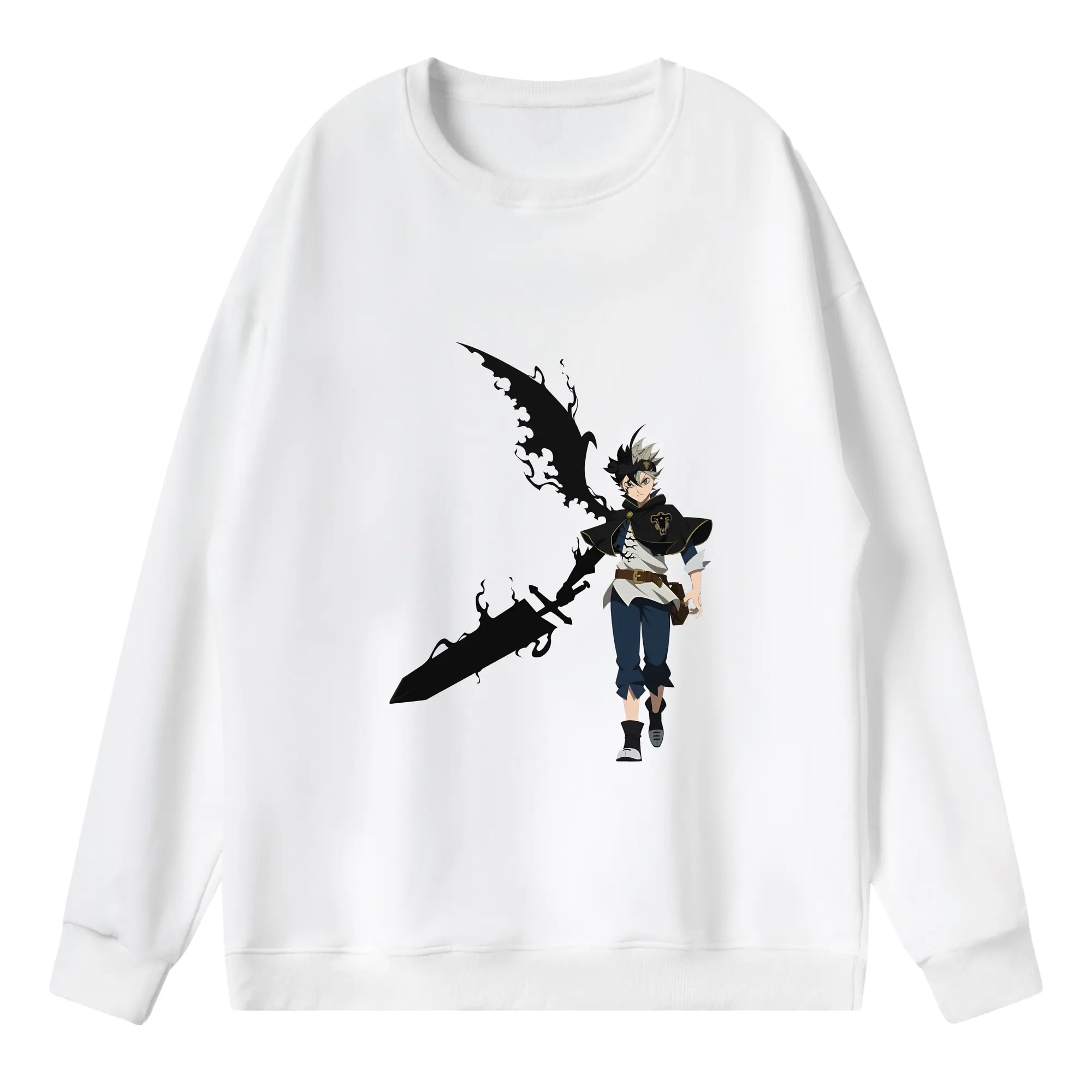 ブラッククローバー グッズ アスタ - 薄手 クルーネック スウェット 裏毛260g · ポリエステル 春秋向け カジュアル 男女兼用 · トレーナー デイリー スポーツ 散歩に最適