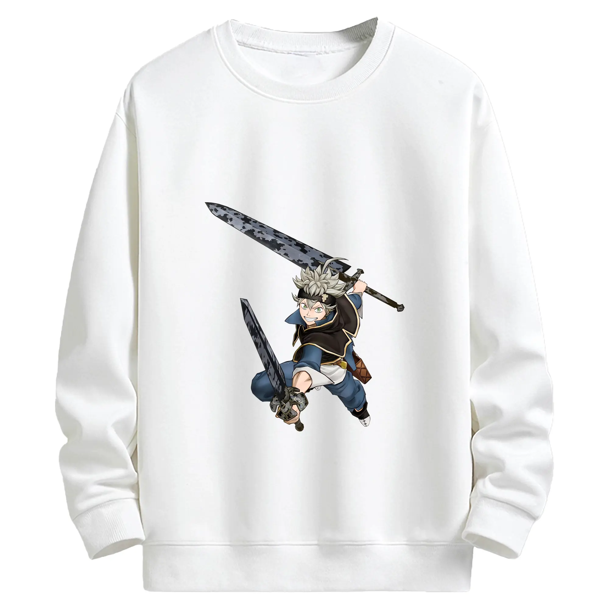 ブラッククローバー グッズ アスタ - キッズ クルーネックスウェットシャツ ・ フロントプリント ・ 綿80％ ポリエステル20％ ・ 快適 通学 スポーツ 日常使い お散歩用