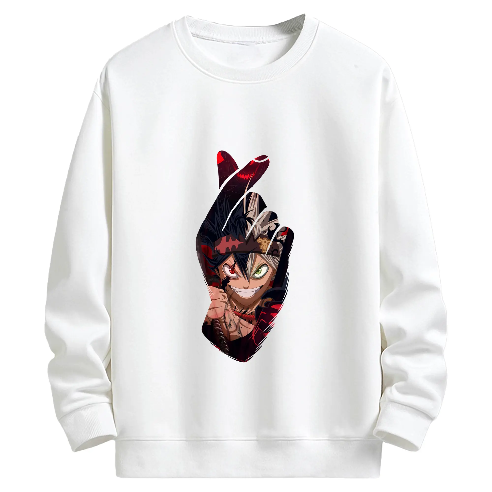 ブラッククローバー グッズ アスタ - キッズ クルーネックスウェットシャツ ・ フロントプリント ・ 綿80％ ポリエステル20％ ・ 快適 通学 スポーツ 日常使い お散歩用