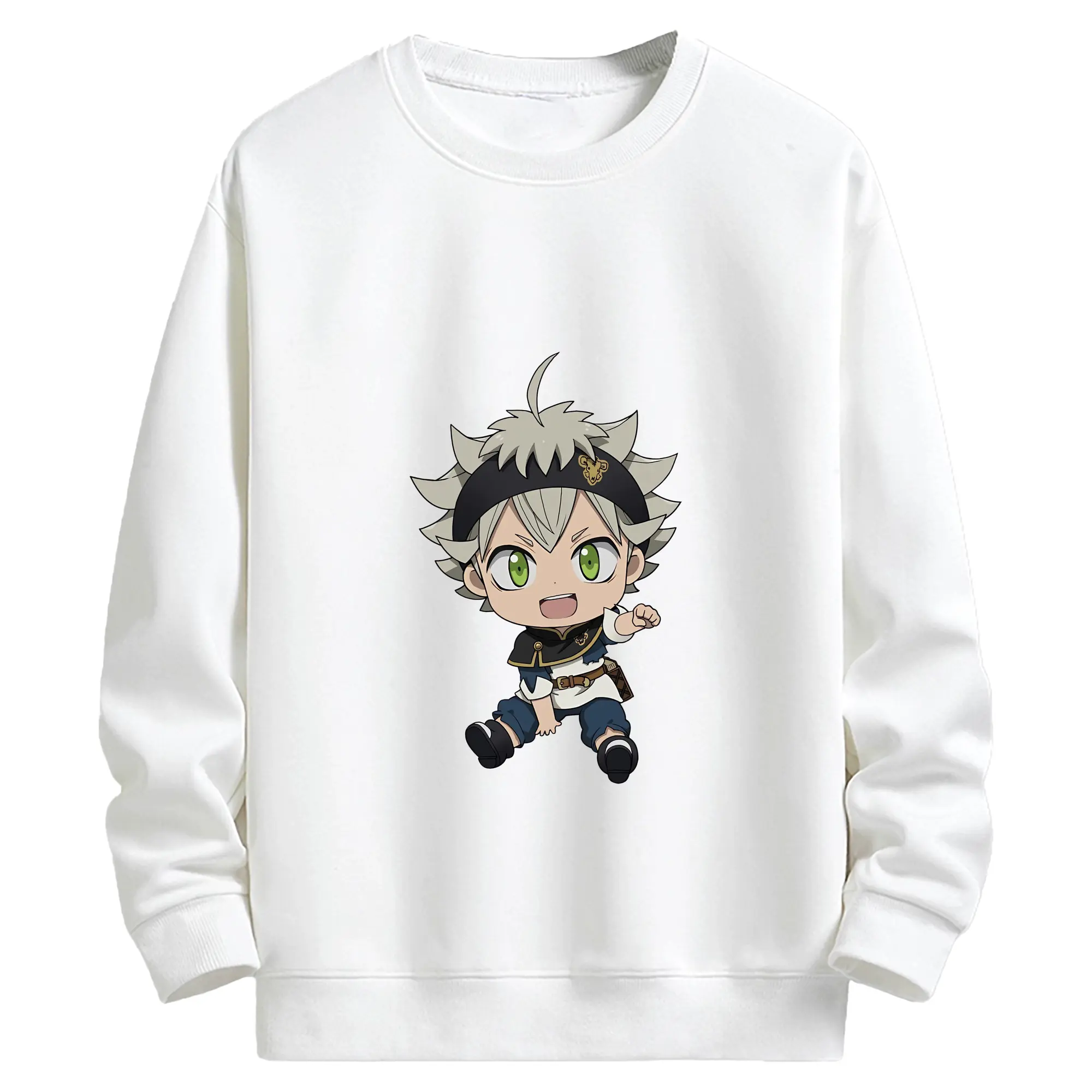 ブラッククローバー グッズ アスタ - キッズ クルーネックスウェットシャツ ・ フロントプリント ・ 綿80％ ポリエステル20％ ・ 快適 通学 スポーツ 日常使い お散歩用