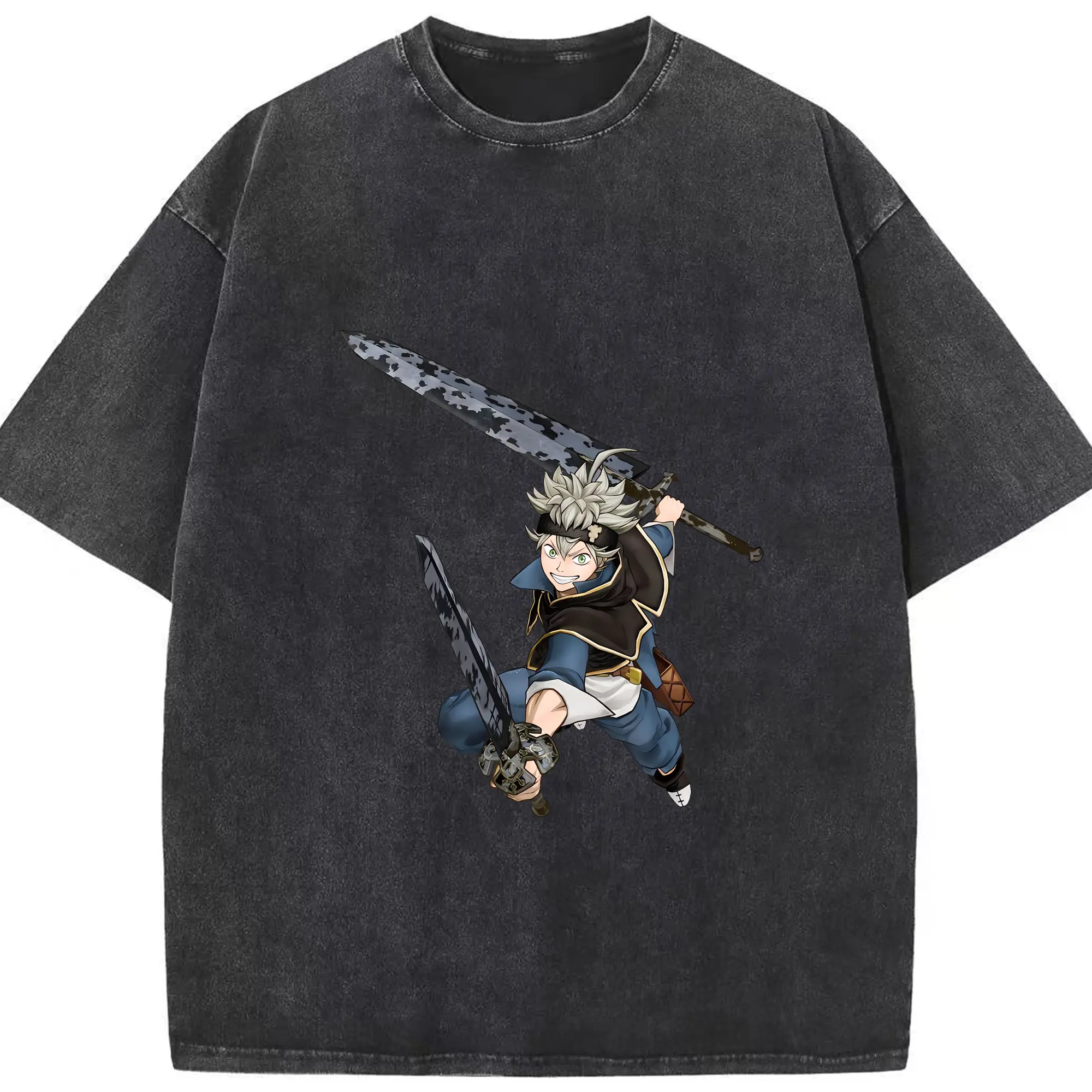 ブラッククローバー グッズ アスタ - 綿100％ ヴィンテージ風 半袖Tシャツ ・ フロントプリント ・ 柔らか肌触り ・ 通気性 快適 ・ スポーツ カジュアル 外出用