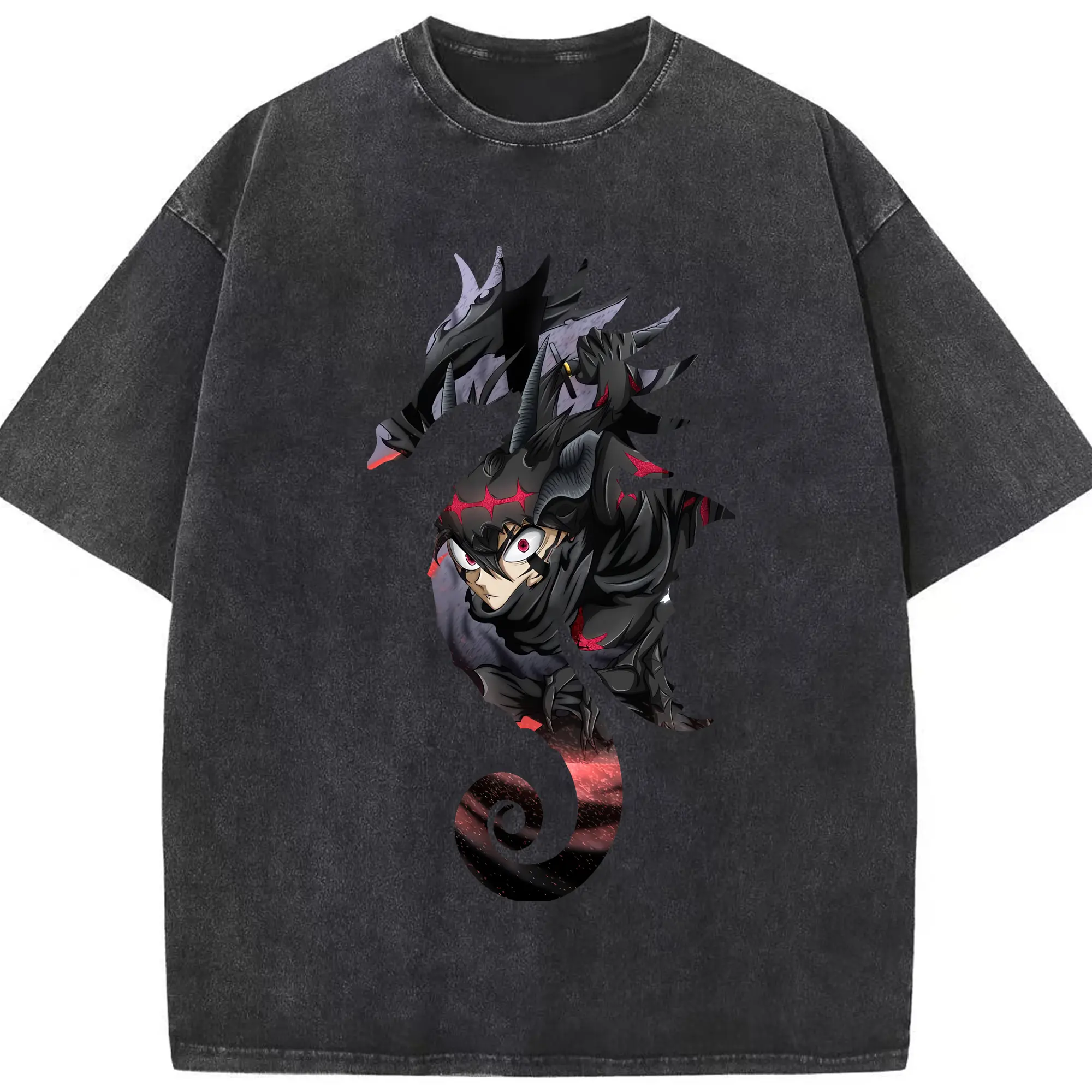 ブラッククローバー グッズ アスタ - 綿100％ ヴィンテージ風 半袖Tシャツ ・ フロントプリント ・ 柔らか肌触り ・ 通気性 快適 ・ スポーツ カジュアル 外出用