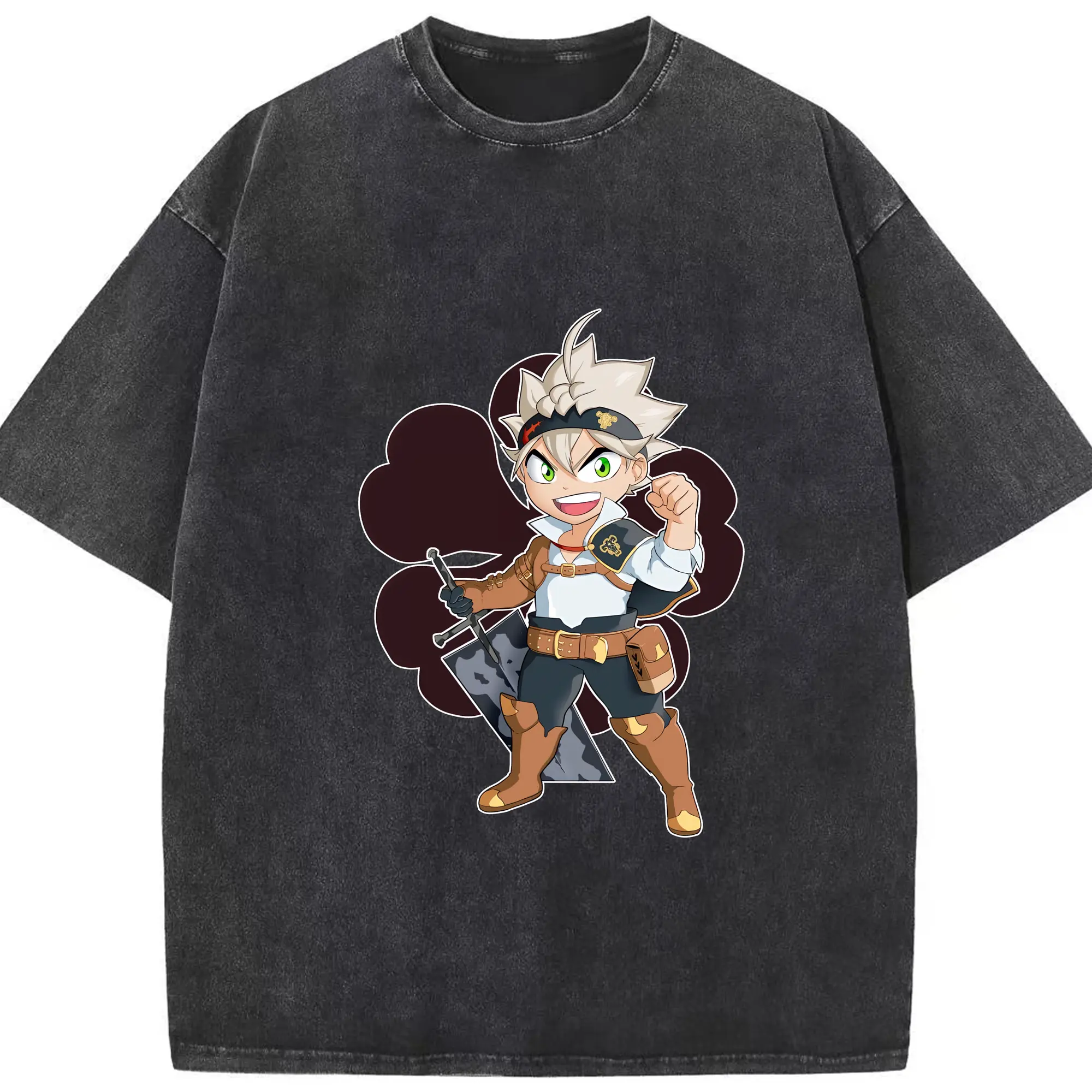 ブラッククローバー グッズ アスタ - 綿100％ ヴィンテージ風 半袖Tシャツ ・ フロントプリント ・ 柔らか肌触り ・ 通気性 快適 ・ スポーツ カジュアル 外出用