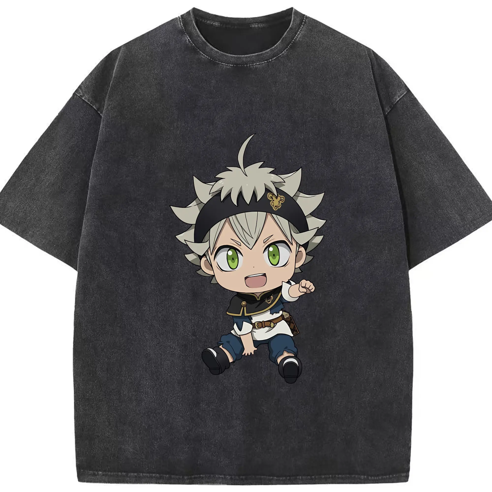 ブラッククローバー グッズ アスタ - 綿100％ ヴィンテージ風 半袖Tシャツ ・ フロントプリント ・ 柔らか肌触り ・ 通気性 快適 ・ スポーツ カジュアル 外出用