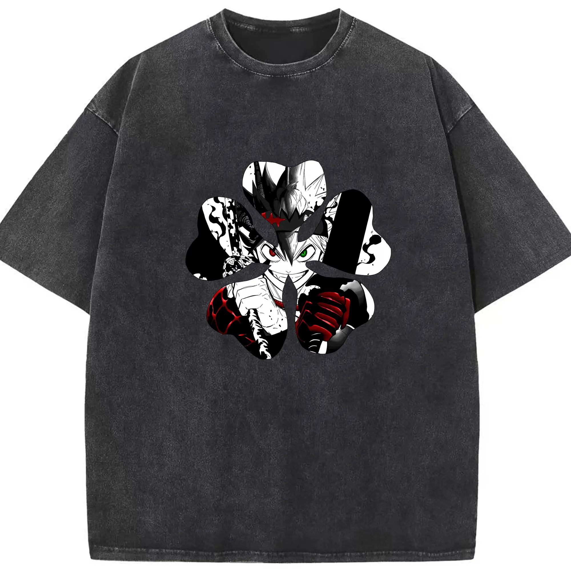 ブラッククローバー グッズ アスタ - 綿100％ ヴィンテージ風 半袖Tシャツ ・ フロントプリント ・ 柔らか肌触り ・ 通気性 快適 ・ スポーツ カジュアル 外出用