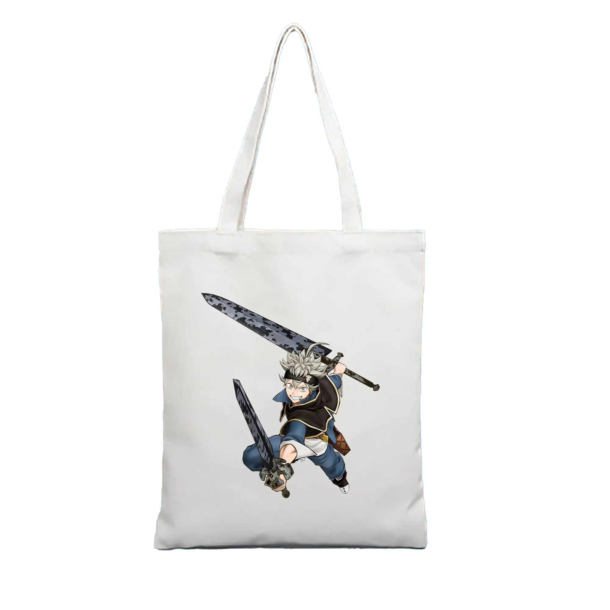 ブラッククローバー グッズ アスタ - 縦型キャンバス手提げバッグ（トートバッグ） ・ キャンバス素材 ・ ショッピング用 ・ 軽量 丈夫 お手入れ簡単