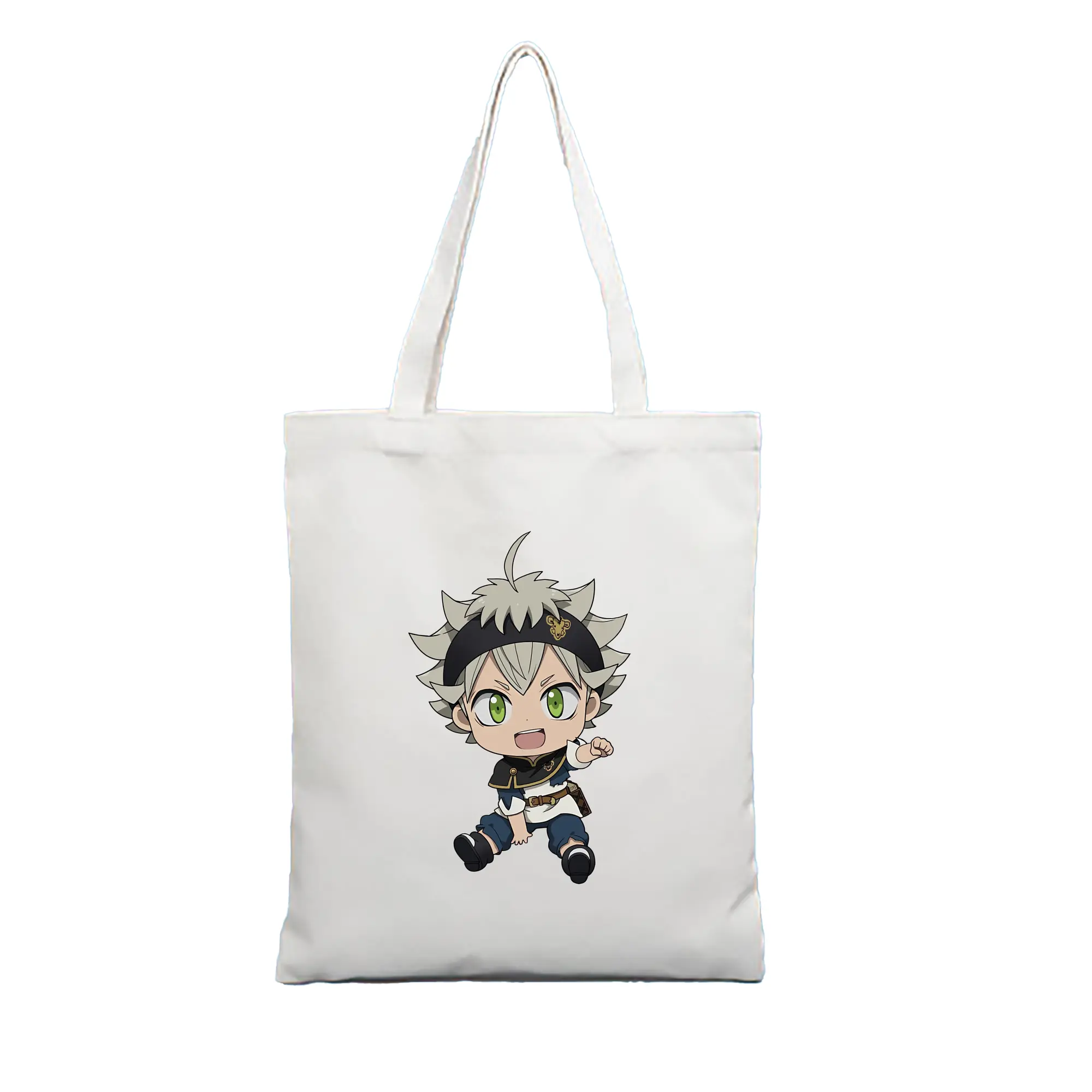 ブラッククローバー グッズ アスタ - 縦型キャンバス手提げバッグ（トートバッグ） ・ キャンバス素材 ・ ショッピング用 ・ 軽量 丈夫 お手入れ簡単