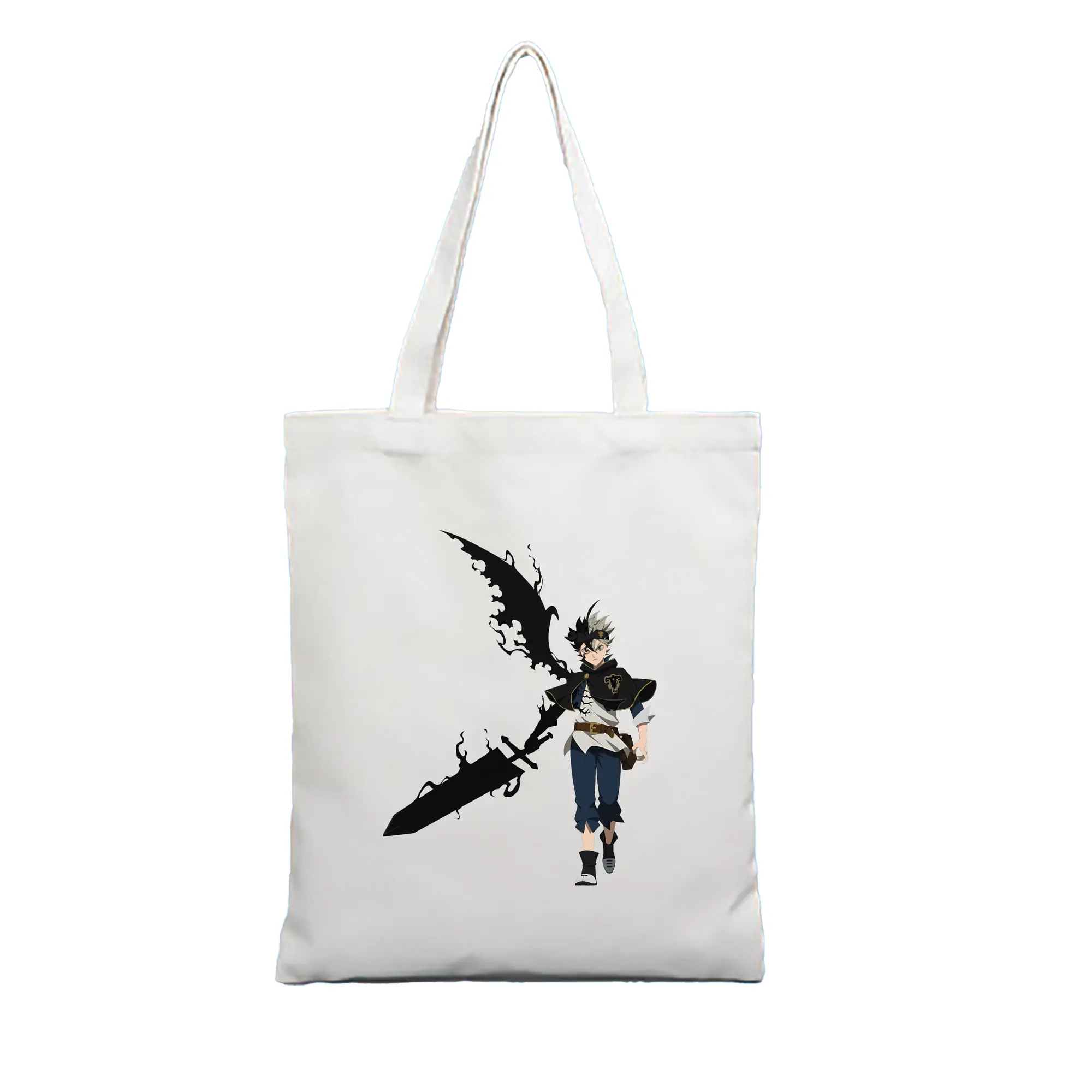 ブラッククローバー グッズ アスタ - 縦型キャンバス手提げバッグ（トートバッグ） ・ キャンバス素材 ・ ショッピング用 ・ 軽量 丈夫 お手入れ簡単