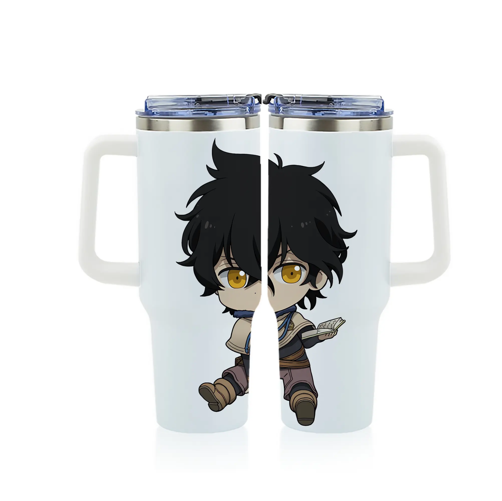 ブラッククローバー グッズ ユノ・グリンベリオール - 1200mL フルプリント車用タンブラー ・ 304ステンレス 内側 ・ 201ステンレス 外側 ・ 保温 保冷 ・ 通勤 ドライブ アウトドア用