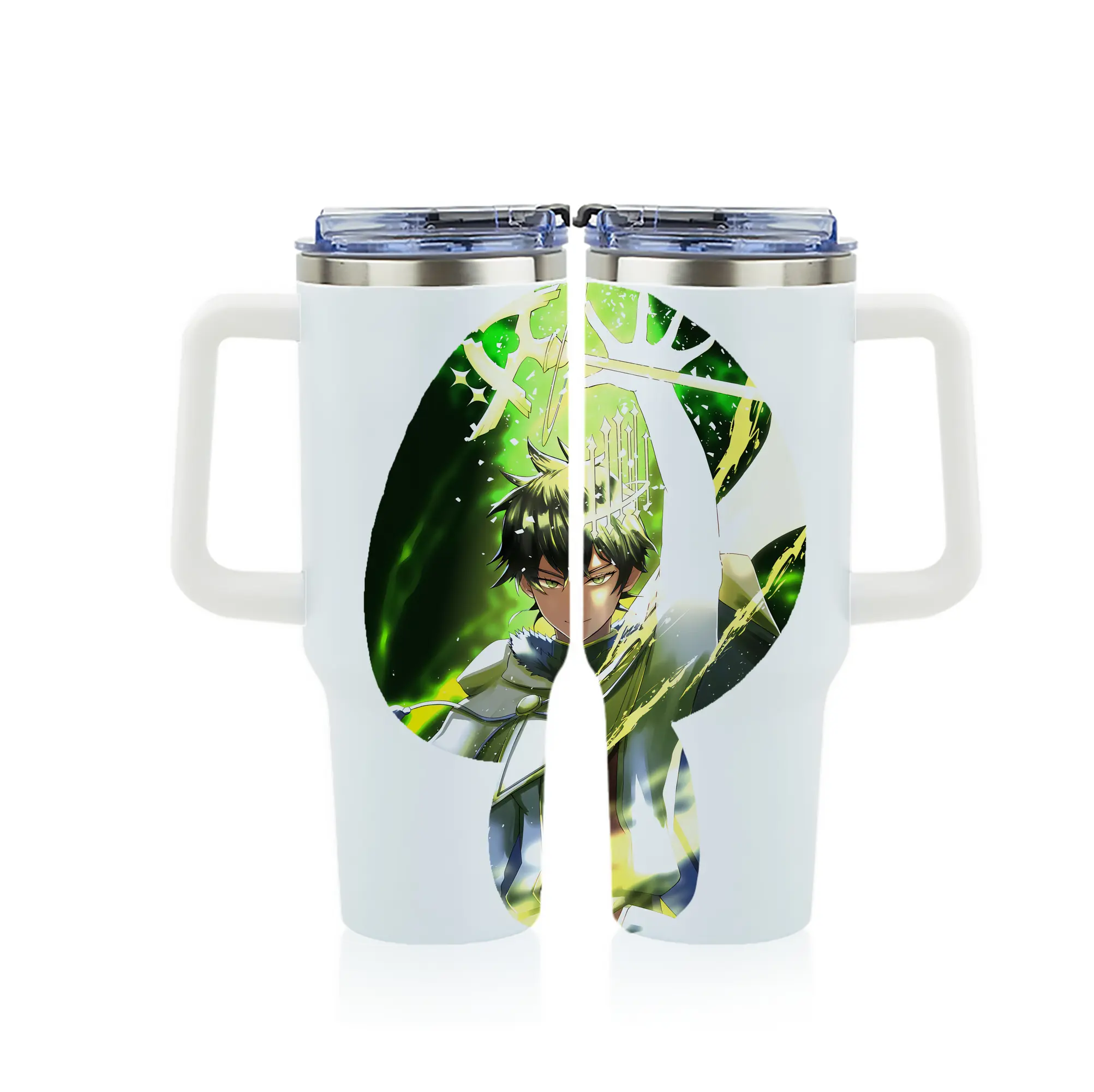 ブラッククローバー グッズ ユノ・グリンベリオール - 1200mL フルプリント車用タンブラー ・ 304ステンレス 内側 ・ 201ステンレス 外側 ・ 保温 保冷 ・ 通勤 ドライブ アウトドア用