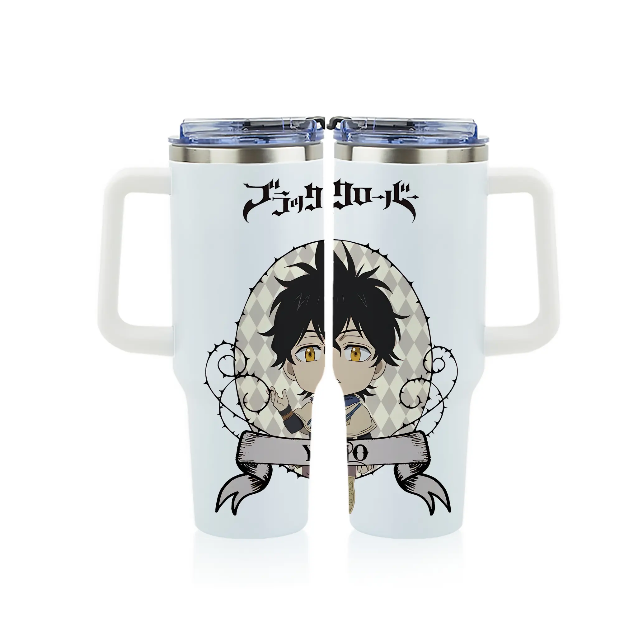 ブラッククローバー グッズ ユノ・グリンベリオール - 1200mL フルプリント車用タンブラー ・ 304ステンレス 内側 ・ 201ステンレス 外側 ・ 保温 保冷 ・ 通勤 ドライブ アウトドア用