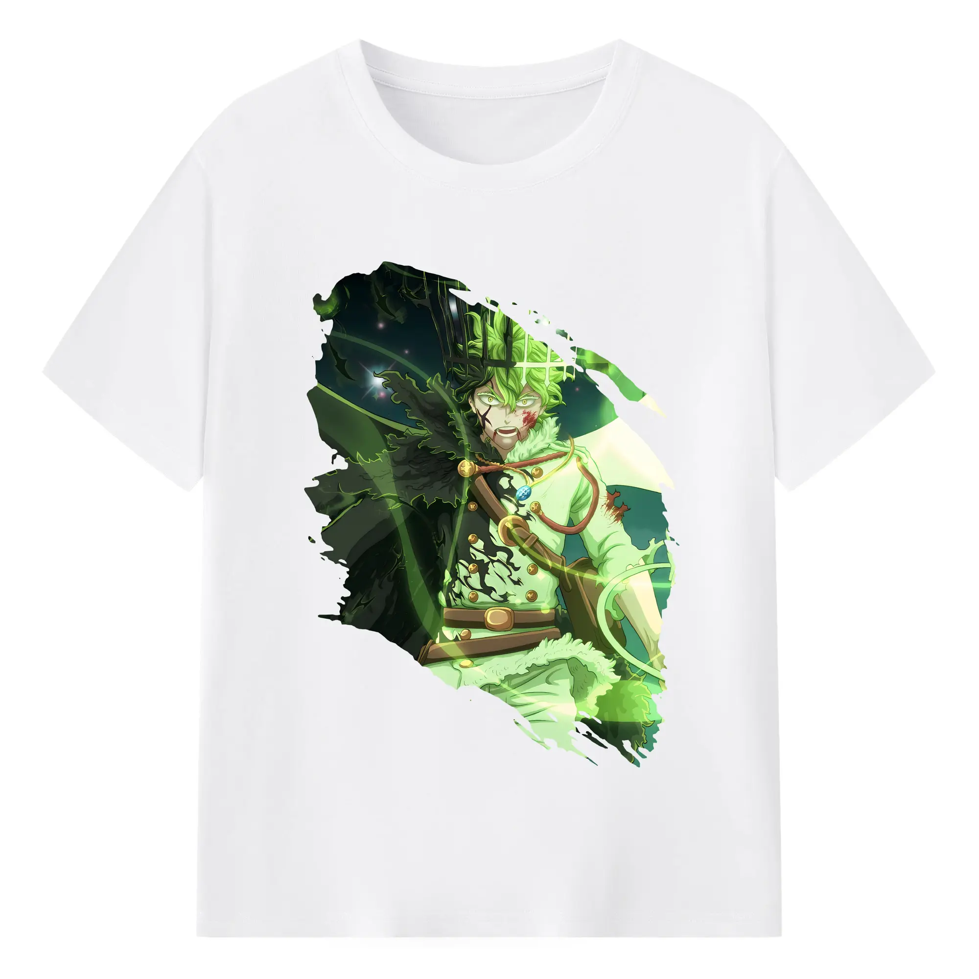 ブラッククローバー グッズ ユノ・グリンベリオール - 綿100％ 半袖Tシャツ ・ フロントプリント ・ 快適 通気性 ・ 日常使い 散歩 スポーツ用