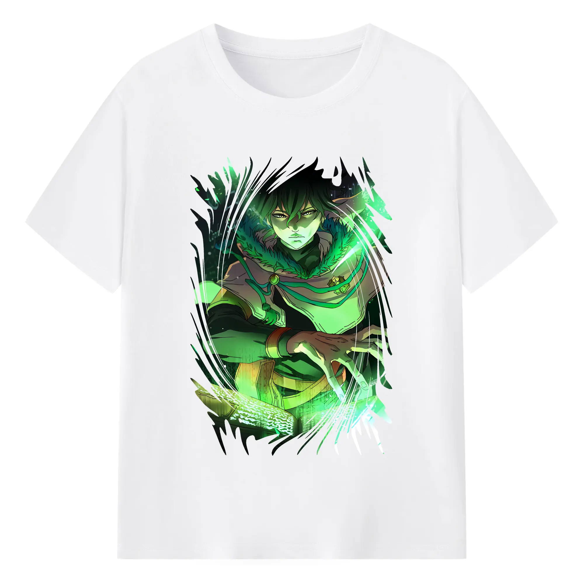 ブラッククローバー グッズ ユノ・グリンベリオール - 綿100％ 半袖Tシャツ ・ フロントプリント ・ 快適 通気性 ・ 日常使い 散歩 スポーツ用