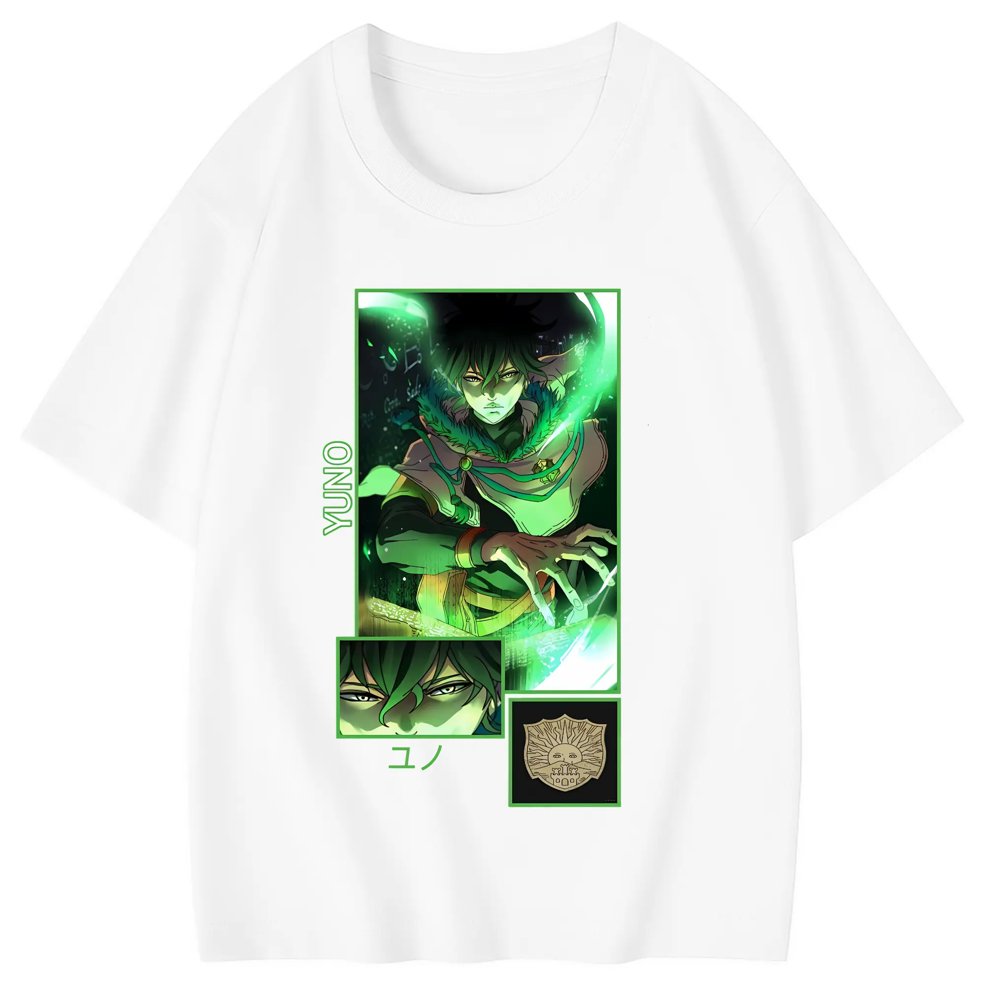 ブラッククローバー グッズ ユノ・グリンベリオール - 綿100％ キッズTシャツ ・ フロントプリント ・ 快適 通気性 ・ スポーツ カジュアル 散歩用