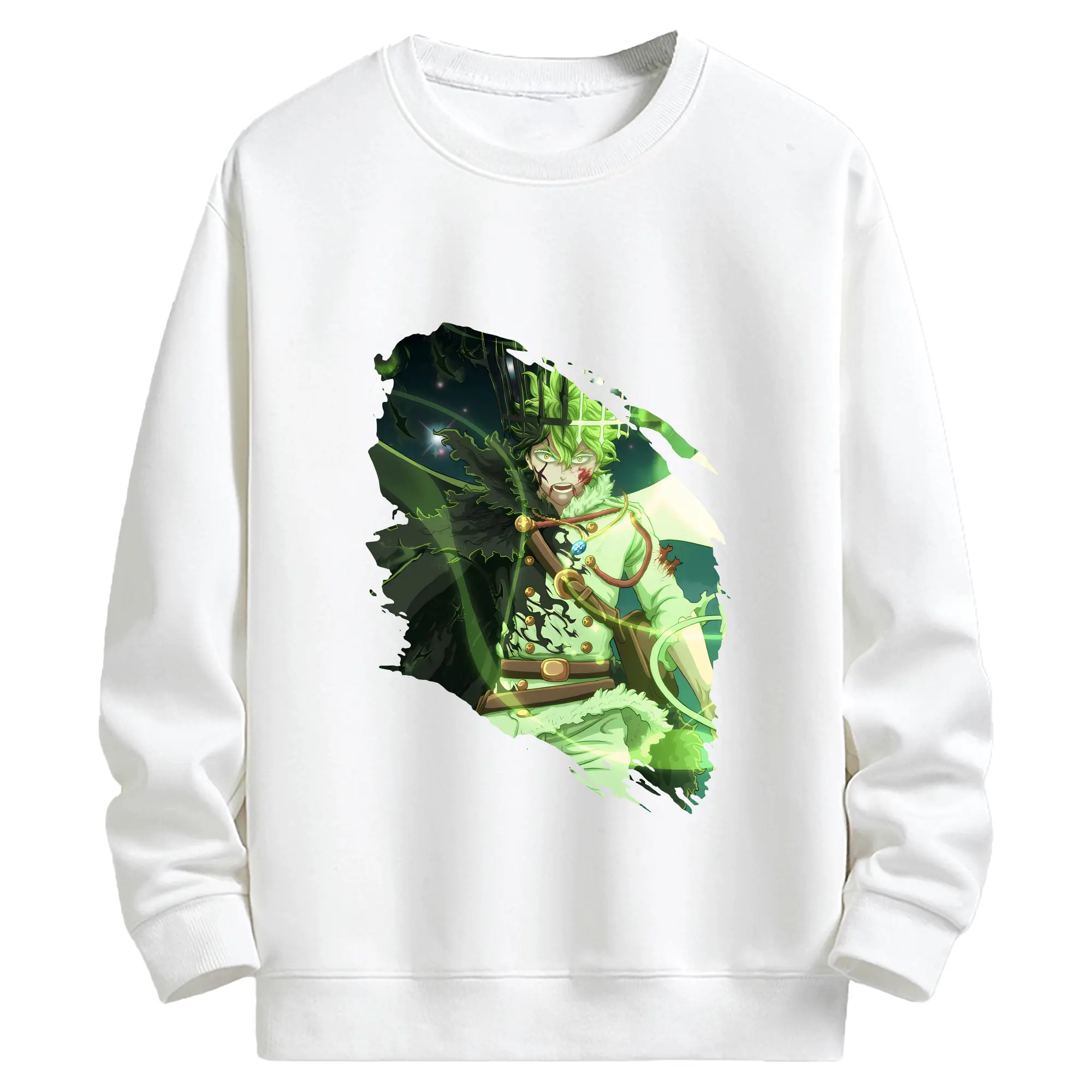 ブラッククローバー グッズ ユノ・グリンベリオール - キッズ クルーネックスウェットシャツ ・ フロントプリント ・ 綿80％ ポリエステル20％ ・ 快適 通学 スポーツ 日常使い お散歩用