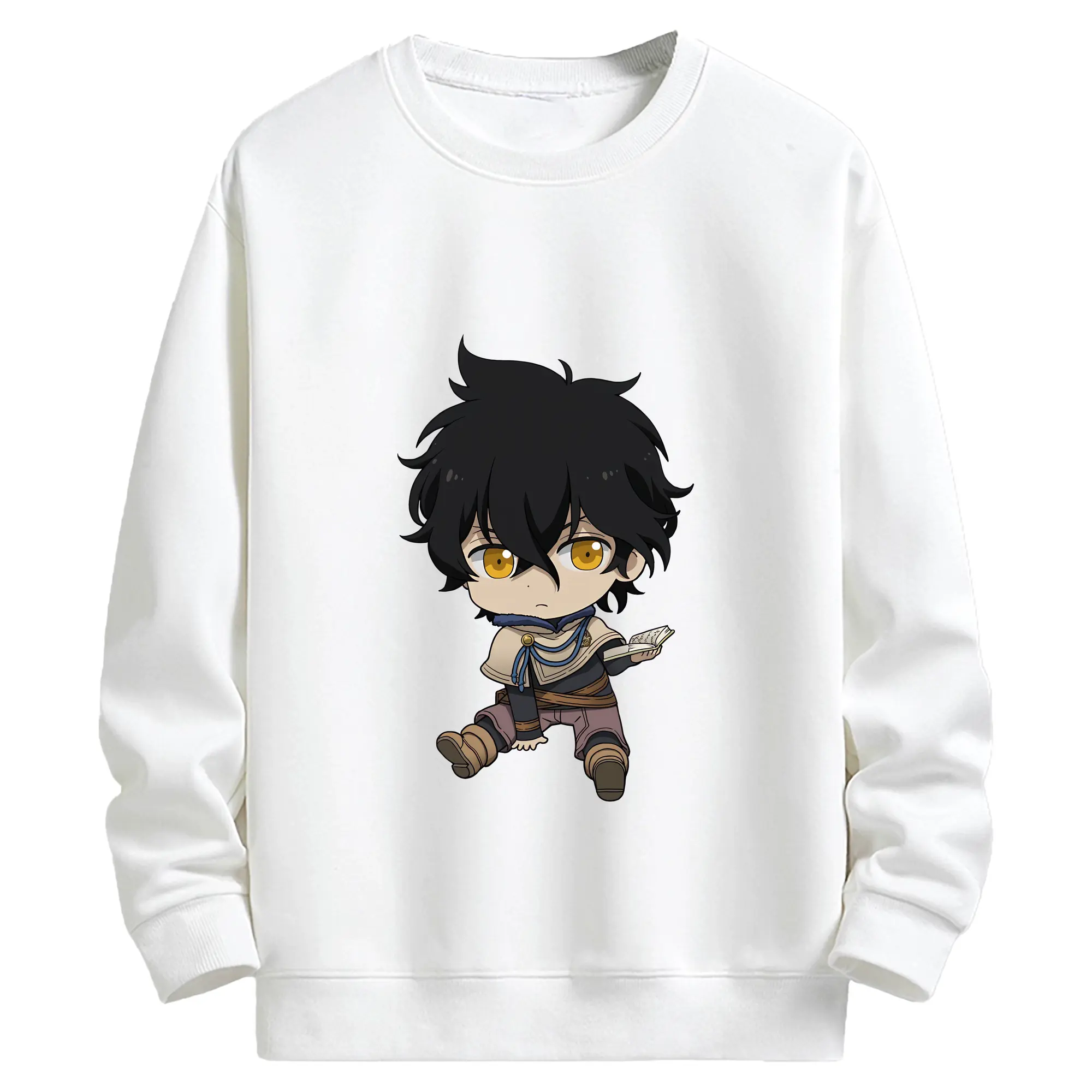 ブラッククローバー グッズ ユノ・グリンベリオール - キッズ クルーネックスウェットシャツ ・ フロントプリント ・ 綿80％ ポリエステル20％ ・ 快適 通学 スポーツ 日常使い お散歩用