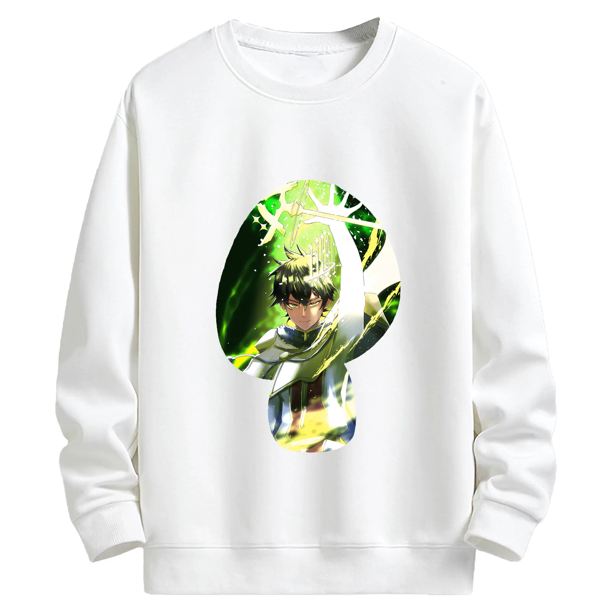 ブラッククローバー グッズ ユノ・グリンベリオール - キッズ クルーネックスウェットシャツ ・ フロントプリント ・ 綿80％ ポリエステル20％ ・ 快適 通学 スポーツ 日常使い お散歩用