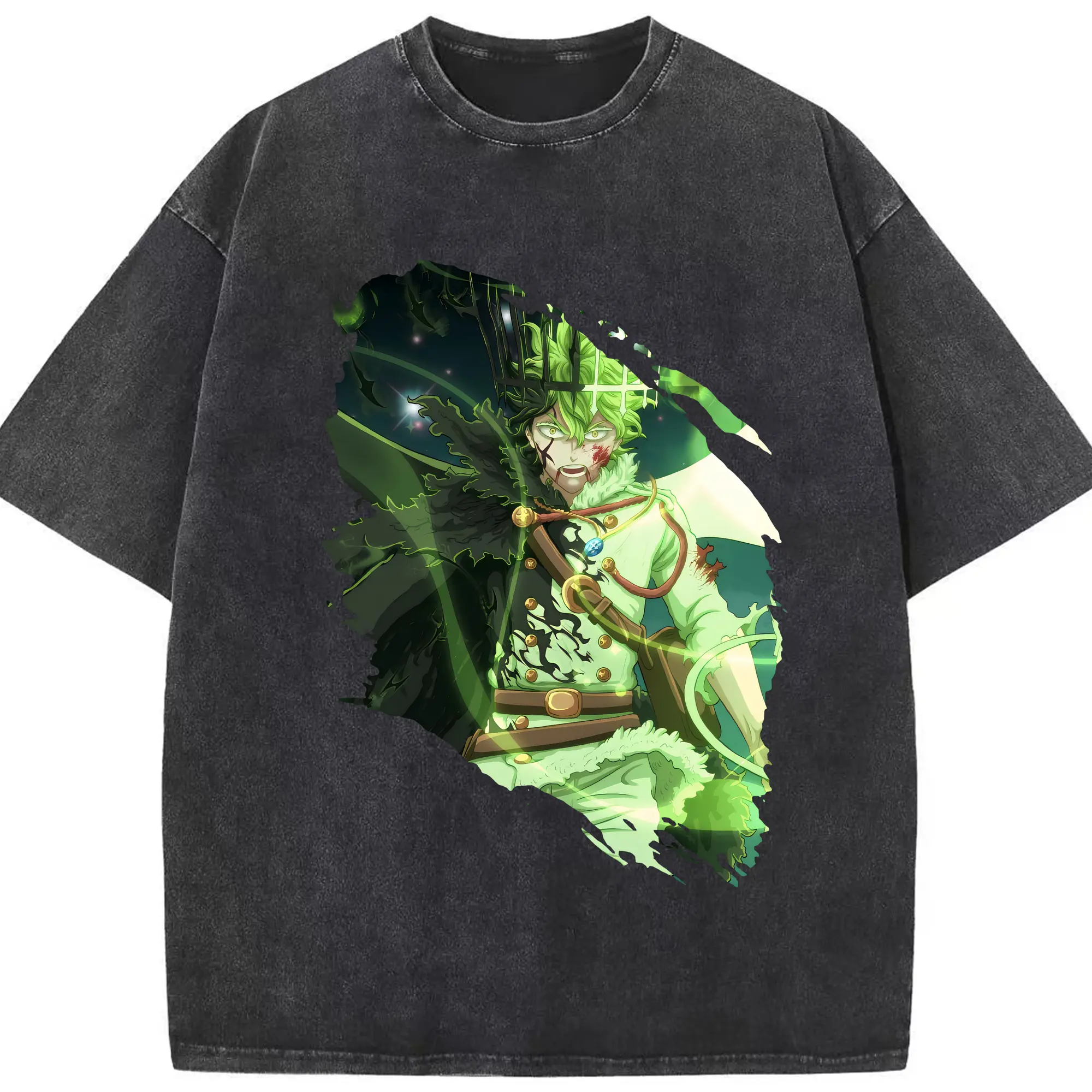 ブラッククローバー グッズ ユノ・グリンベリオール - 綿100％ ヴィンテージ風 半袖Tシャツ ・ フロントプリント ・ 柔らか肌触り ・ 通気性 快適 ・ スポーツ カジュアル 外出用