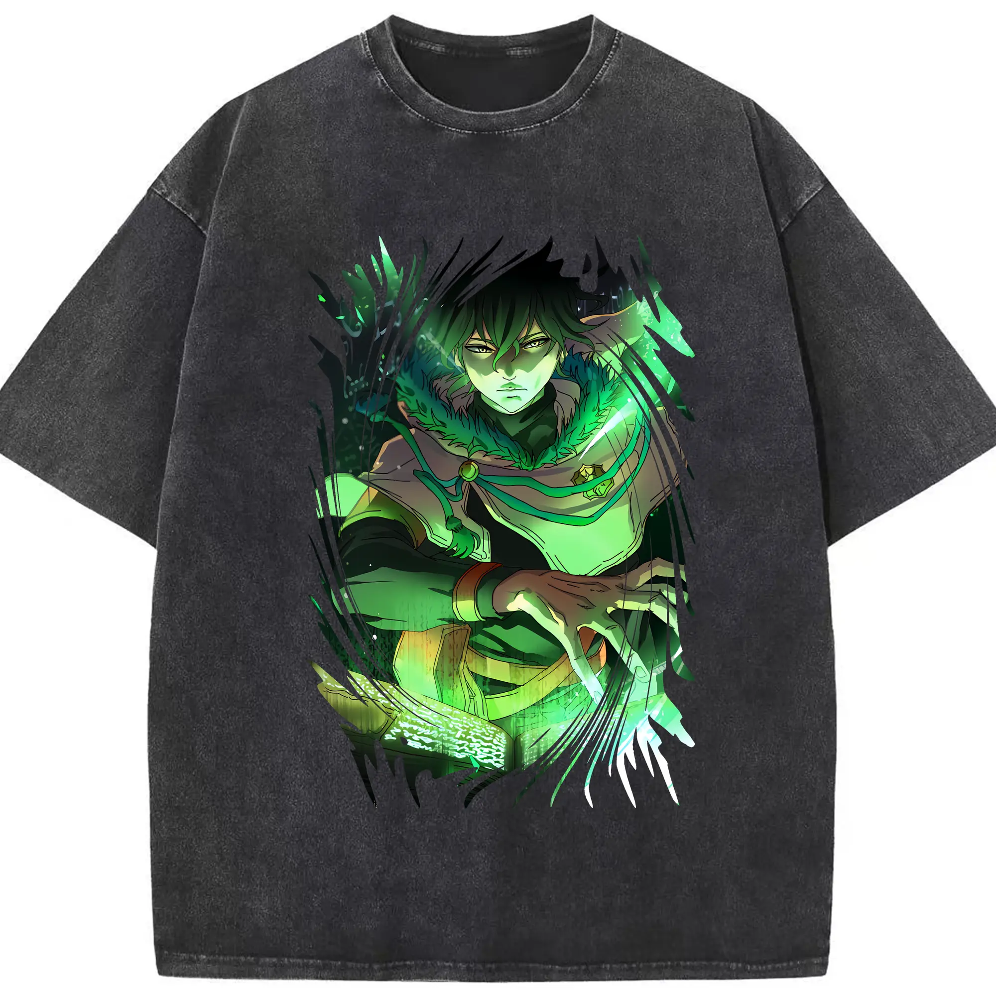 ブラッククローバー グッズ ユノ・グリンベリオール - 綿100％ ヴィンテージ風 半袖Tシャツ ・ フロントプリント ・ 柔らか肌触り ・ 通気性 快適 ・ スポーツ カジュアル 外出用