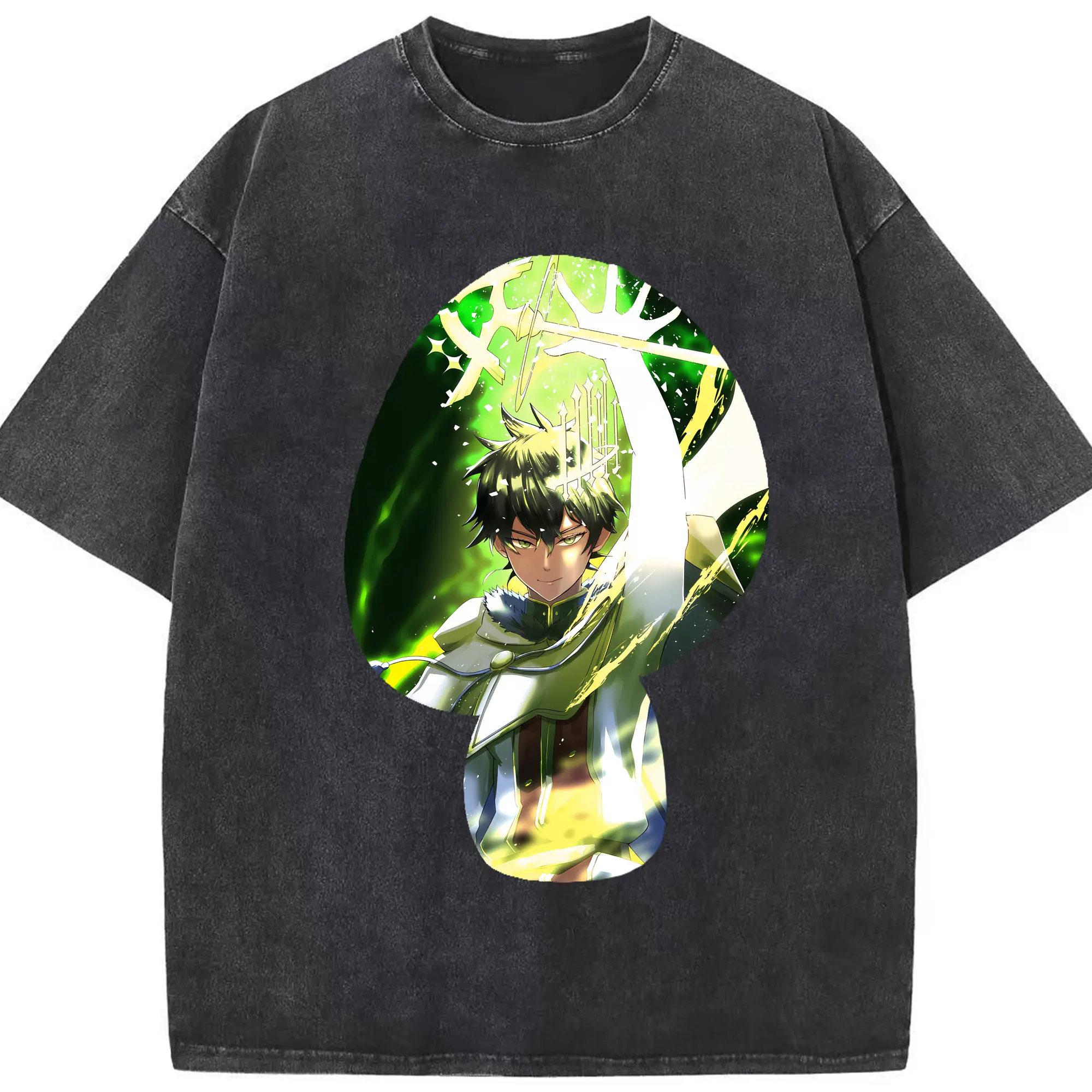 ブラッククローバー グッズ ユノ・グリンベリオール - 綿100％ ヴィンテージ風 半袖Tシャツ ・ フロントプリント ・ 柔らか肌触り ・ 通気性 快適 ・ スポーツ カジュアル 外出用