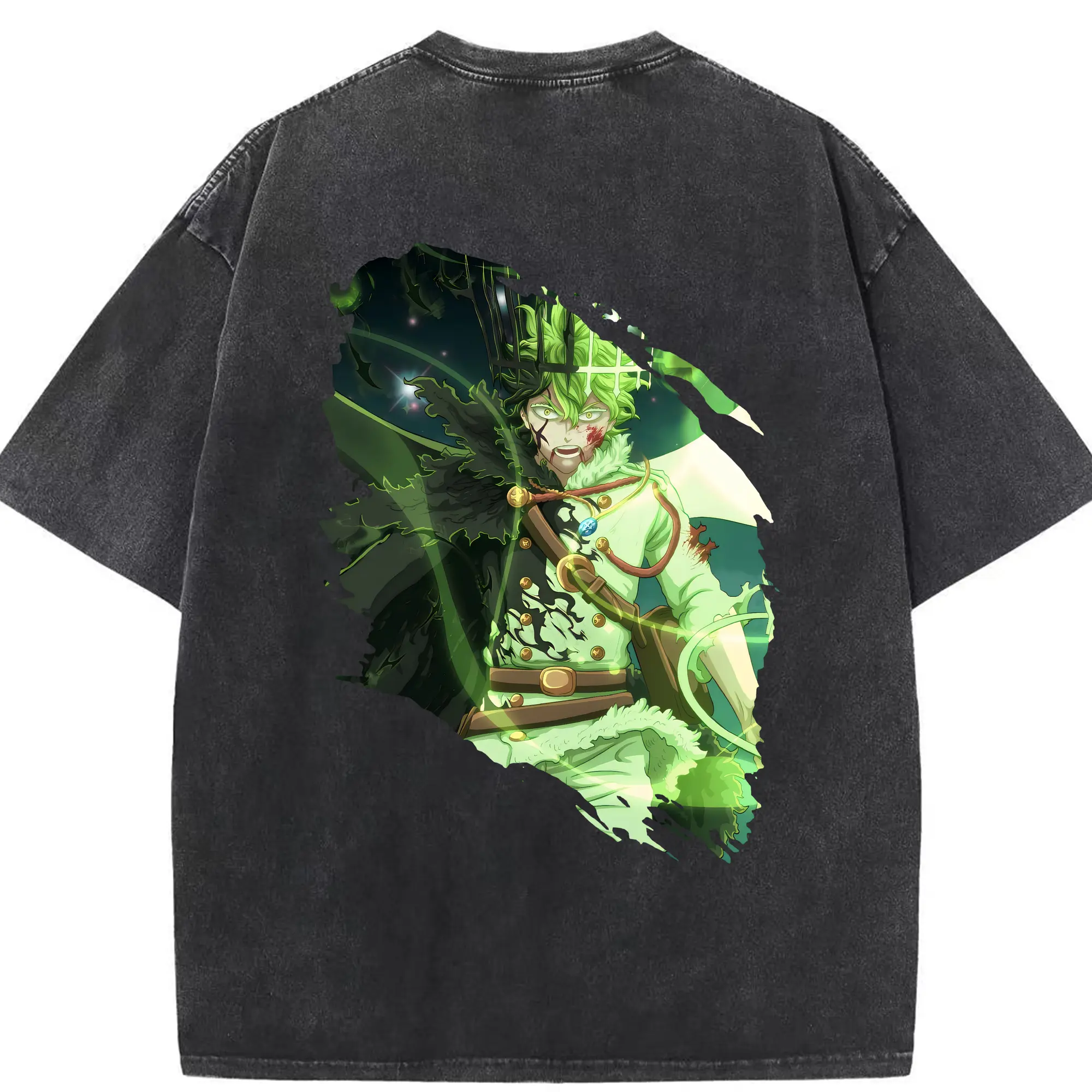 ブラッククローバー グッズ ユノ・グリンベリオール - 綿100％ ヴィンテージ風 半袖Tシャツ ・ 背面プリント ・ 柔らか肌触り ・ 通気性 快適 ・ スポーツ カジュアル 外出用