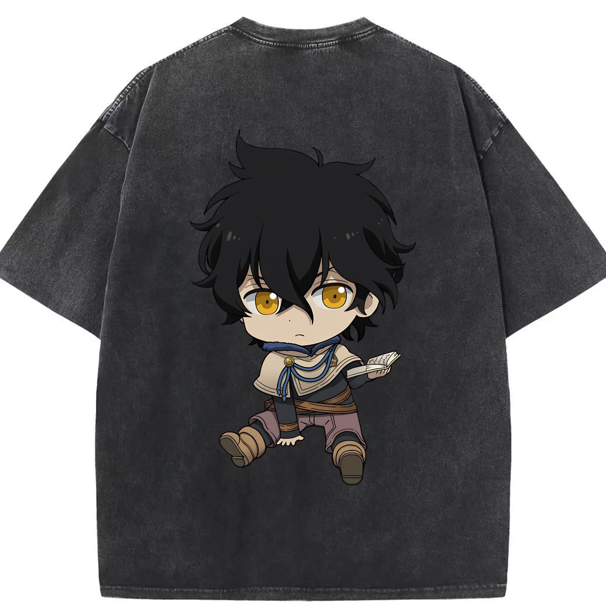 ブラッククローバー グッズ ユノ・グリンベリオール - 綿100％ ヴィンテージ風 半袖Tシャツ ・ 背面プリント ・ 柔らか肌触り ・ 通気性 快適 ・ スポーツ カジュアル 外出用