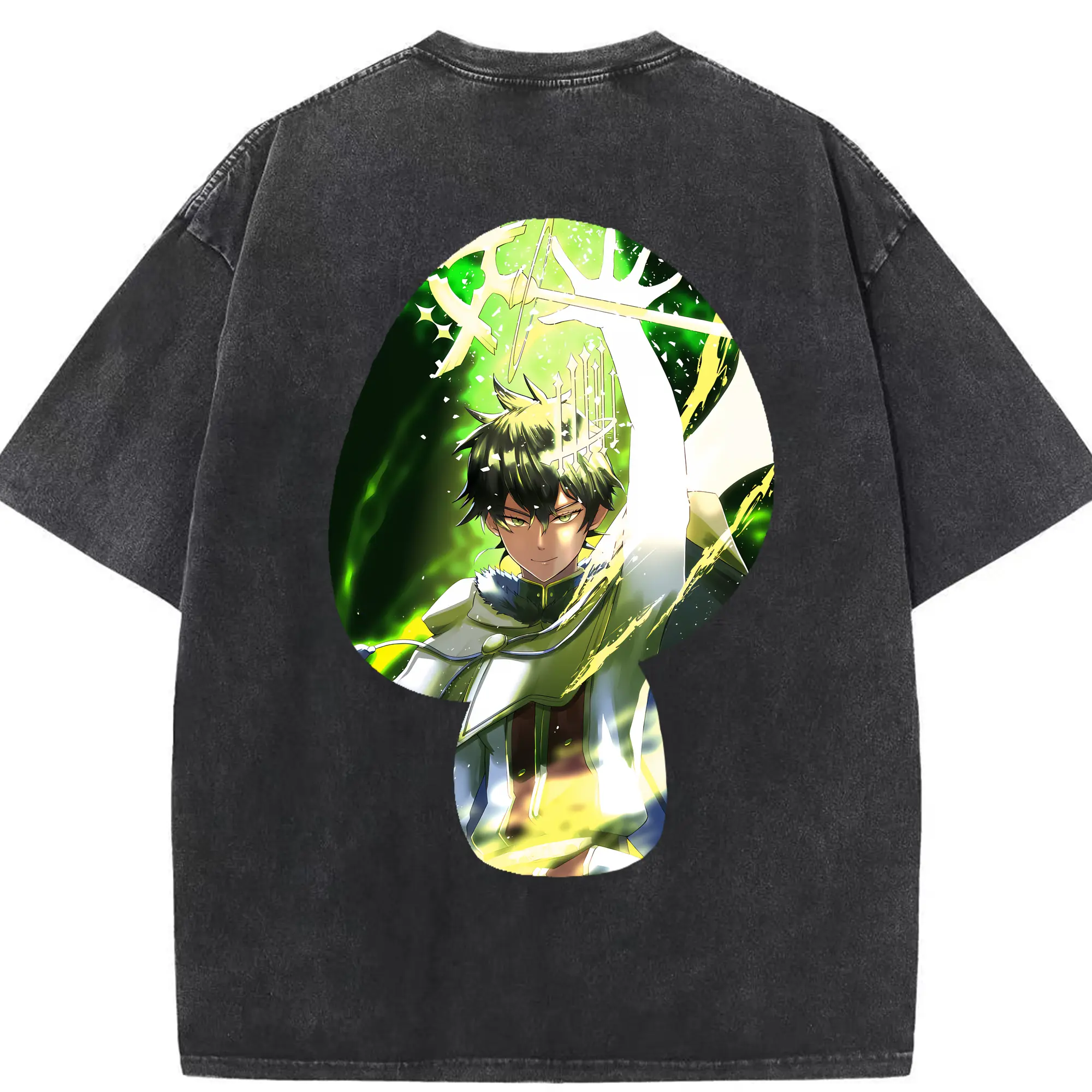 ブラッククローバー グッズ ユノ・グリンベリオール - 綿100％ ヴィンテージ風 半袖Tシャツ ・ 背面プリント ・ 柔らか肌触り ・ 通気性 快適 ・ スポーツ カジュアル 外出用