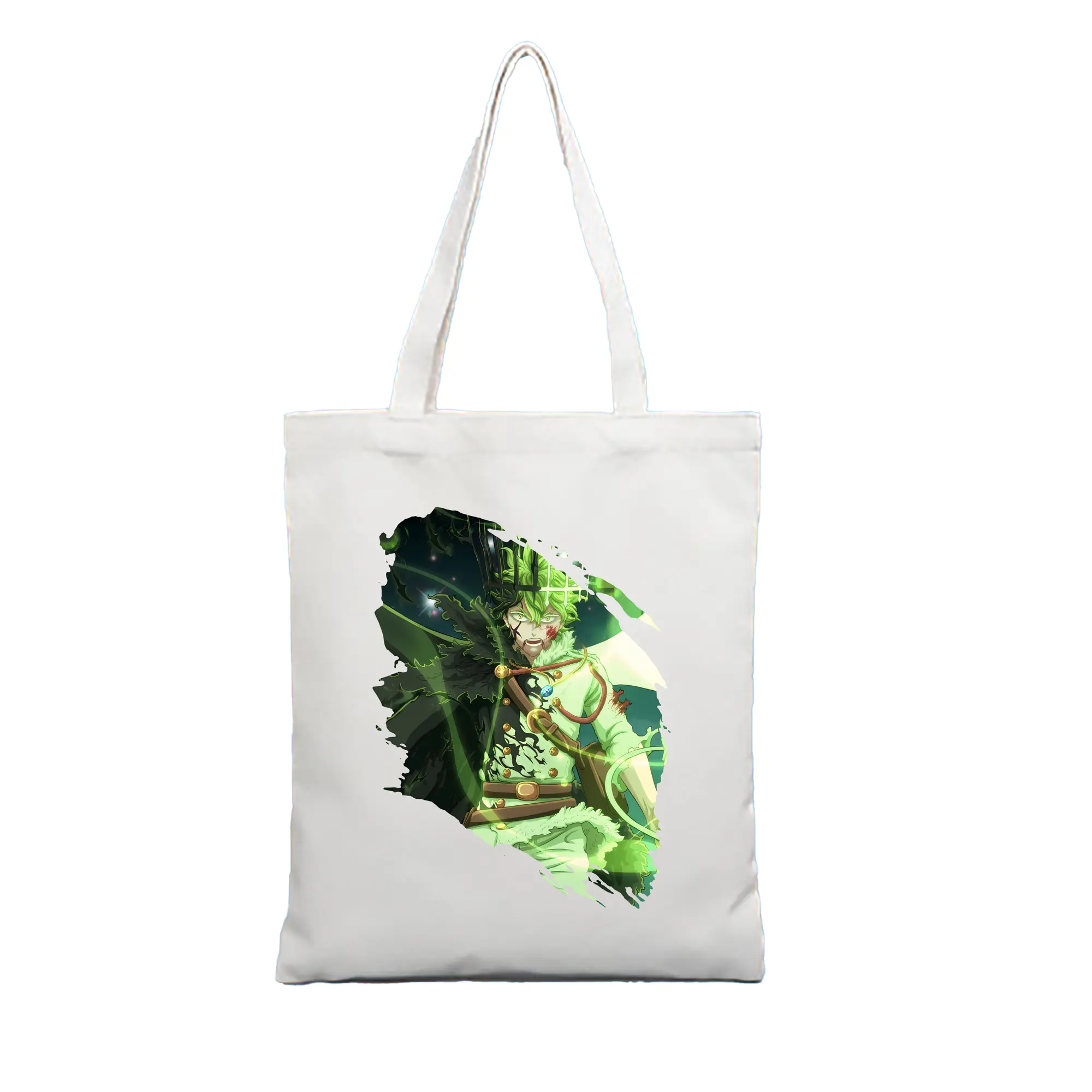 ブラッククローバー グッズ ユノ・グリンベリオール - 縦型キャンバス手提げバッグ（トートバッグ） ・ キャンバス素材 ・ ショッピング用 ・ 軽量 丈夫 お手入れ簡単