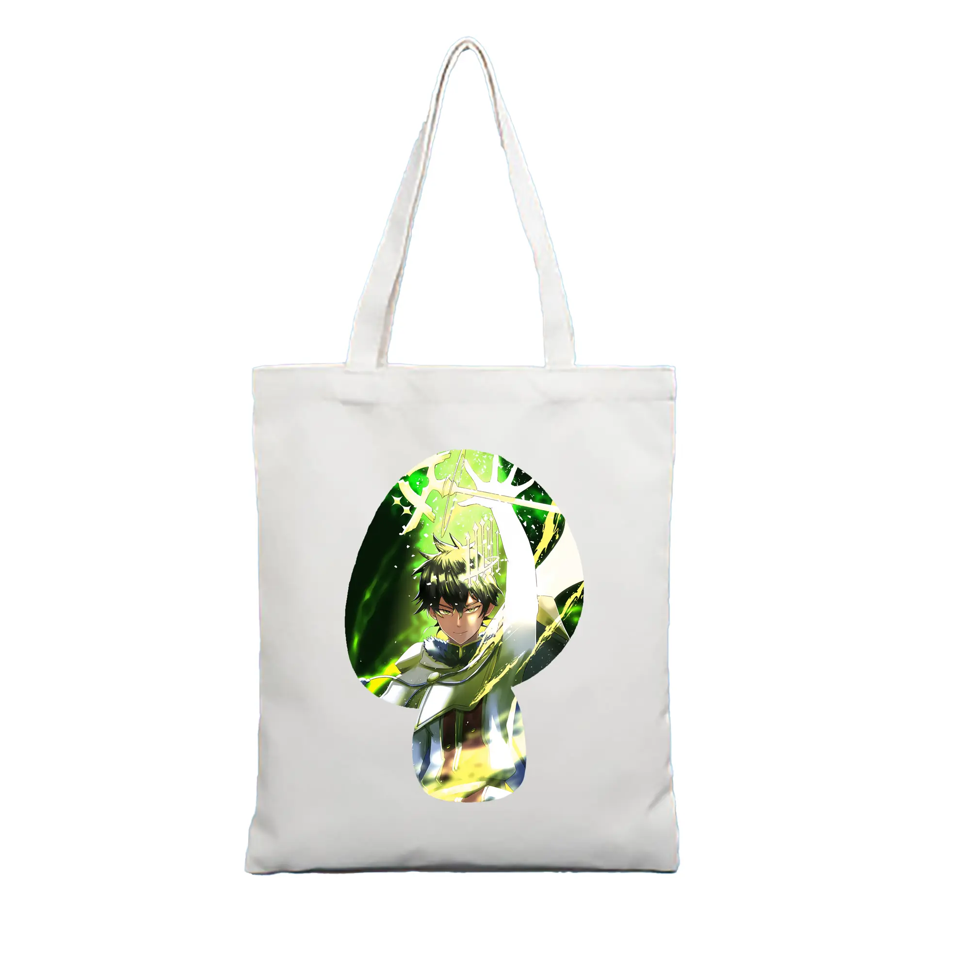 ブラッククローバー グッズ ユノ・グリンベリオール - 縦型キャンバス手提げバッグ（トートバッグ） ・ キャンバス素材 ・ ショッピング用 ・ 軽量 丈夫 お手入れ簡単