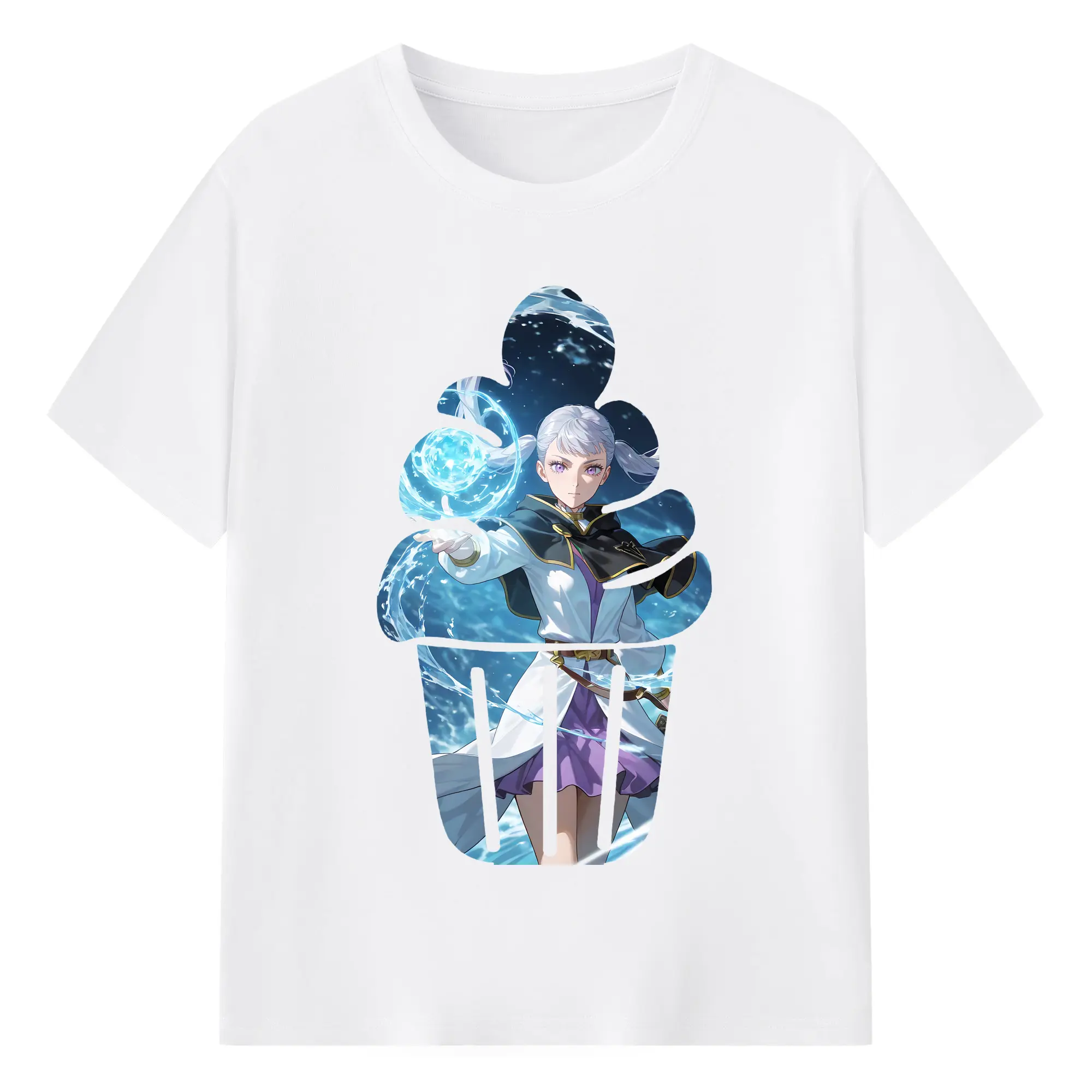 ブラッククローバー グッズ ノエル・シルヴァ - 綿100％ 半袖Tシャツ ・ フロントプリント ・ 快適 通気性 ・ 日常使い 散歩 スポーツ用