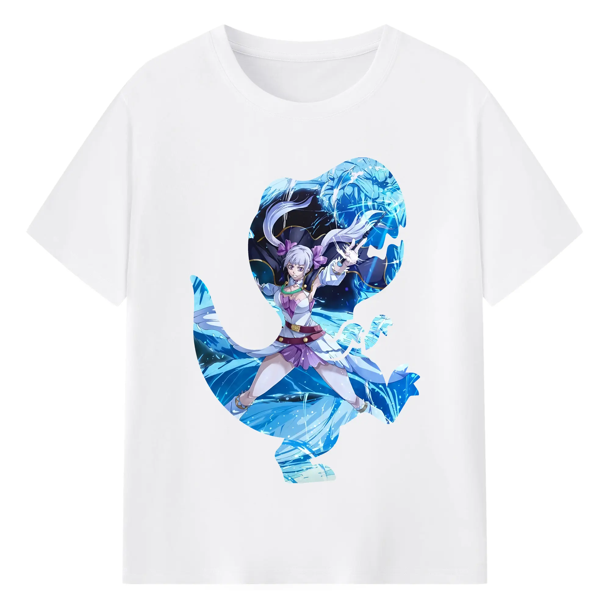 ブラッククローバー グッズ ノエル・シルヴァ - 綿100％ 半袖Tシャツ ・ フロントプリント ・ 快適 通気性 ・ 日常使い 散歩 スポーツ用