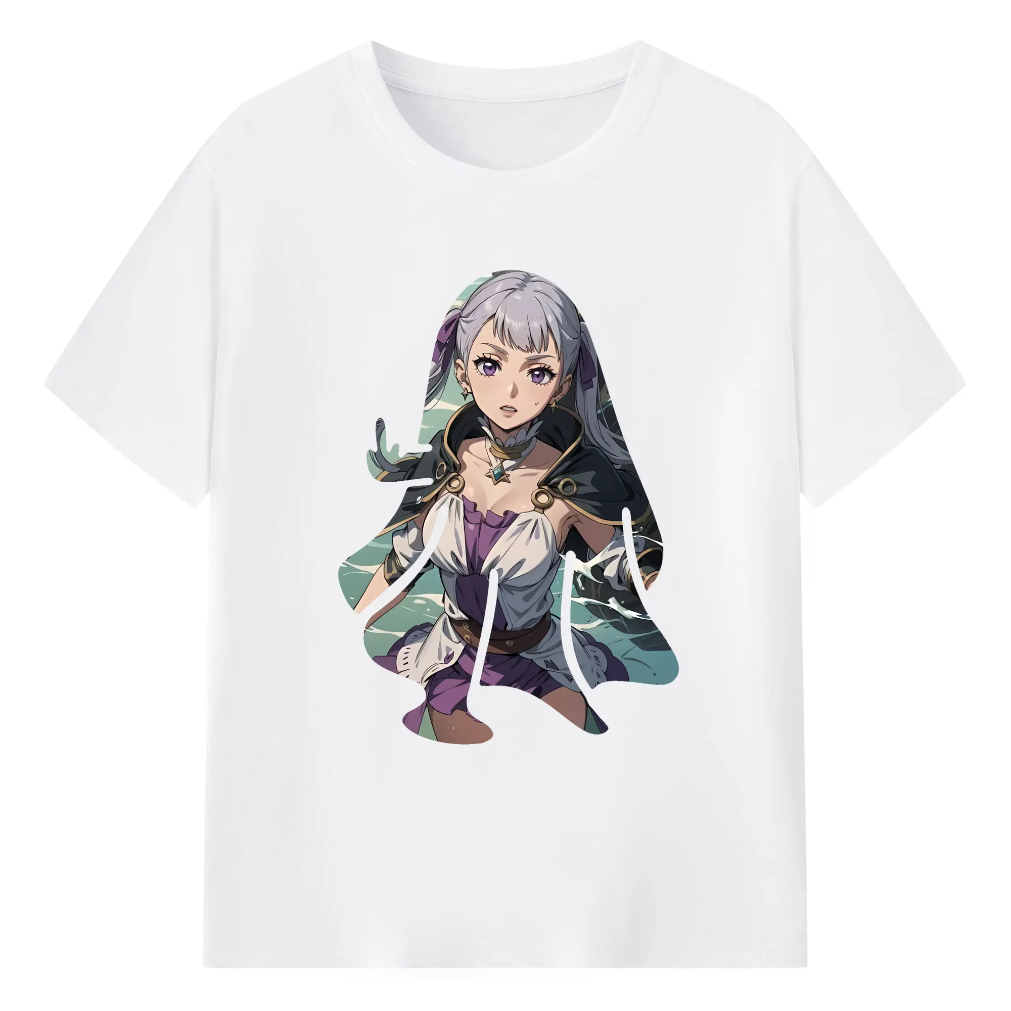 ブラッククローバー グッズ ノエル・シルヴァ - 綿100％ 半袖Tシャツ ・ フロントプリント ・ 快適 通気性 ・ 日常使い 散歩 スポーツ用