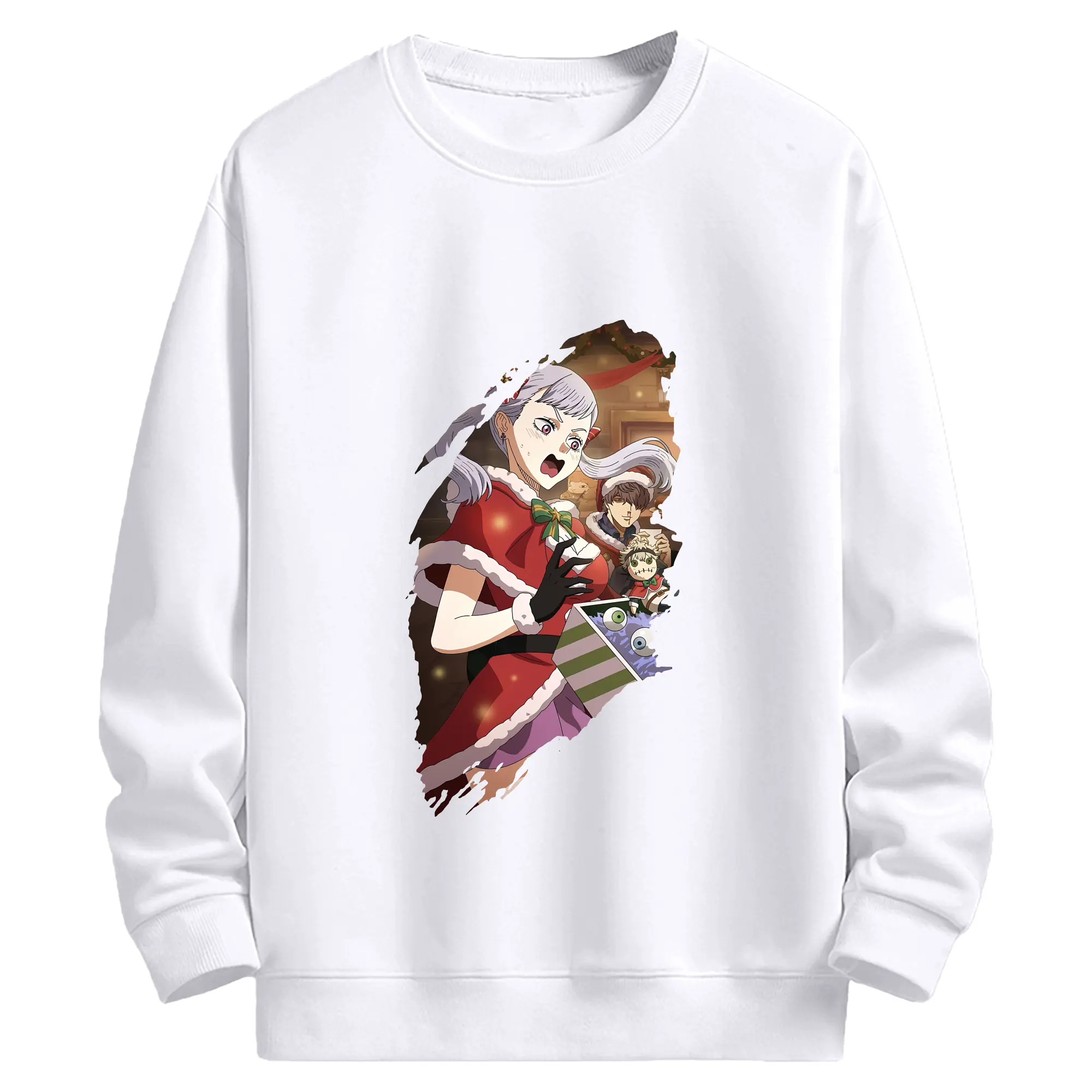 ブラッククローバー グッズ ノエル・シルヴァ - 高品質 クルーネック スウェット ・ コットン59％ ポリエステル41％ ・ ユニセックス 長袖 トレーナー ・ カジュアル デイリー スポーツ 散歩用