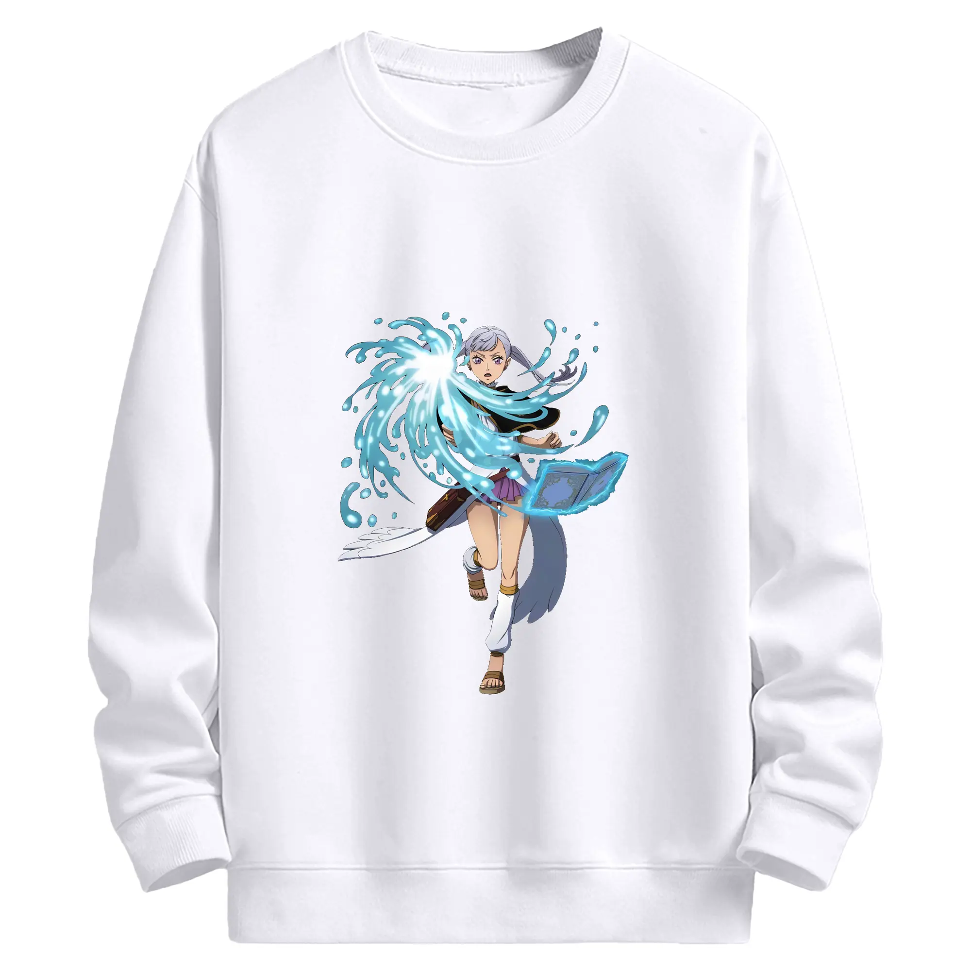 ブラッククローバー グッズ ノエル・シルヴァ - 高品質 クルーネック スウェット ・ コットン59％ ポリエステル41％ ・ ユニセックス 長袖 トレーナー ・ カジュアル デイリー スポーツ 散歩用