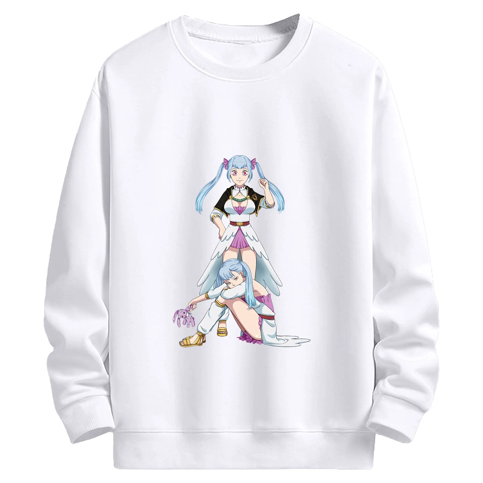 ブラッククローバー グッズ ノエル・シルヴァ - 高品質 クルーネック スウェット ・ コットン59％ ポリエステル41％ ・ ユニセックス 長袖 トレーナー ・ カジュアル デイリー スポーツ 散歩用