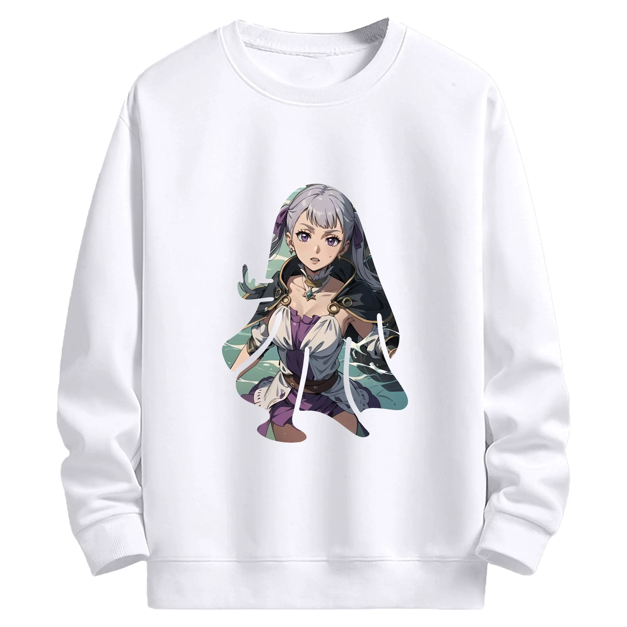 ブラッククローバー グッズ ノエル・シルヴァ - 高品質 クルーネック スウェット ・ コットン59％ ポリエステル41％ ・ ユニセックス 長袖 トレーナー ・ カジュアル デイリー スポーツ 散歩用