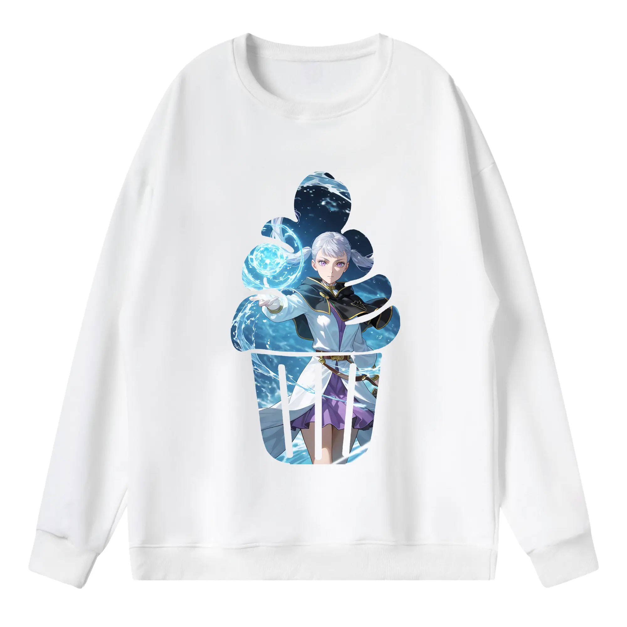 ブラッククローバー グッズ ノエル・シルヴァ - 薄手 クルーネック スウェット 裏毛260g · ポリエステル 春秋向け カジュアル 男女兼用 · トレーナー デイリー スポーツ 散歩に最適