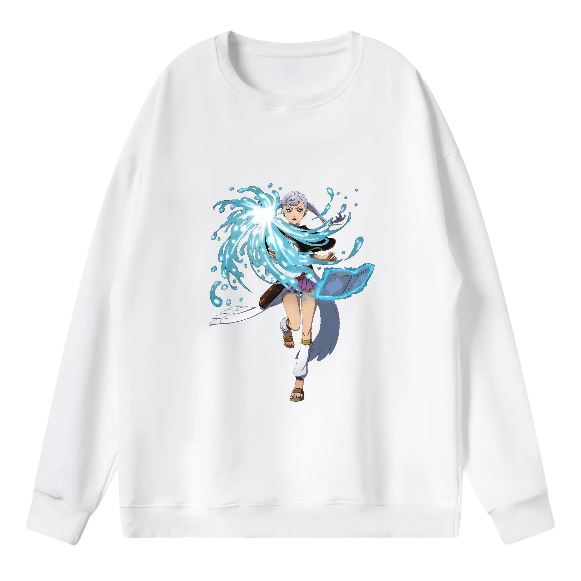 ブラッククローバー グッズ ノエル・シルヴァ - 薄手 クルーネック スウェット 裏毛260g · ポリエステル 春秋向け カジュアル 男女兼用 · トレーナー デイリー スポーツ 散歩に最適