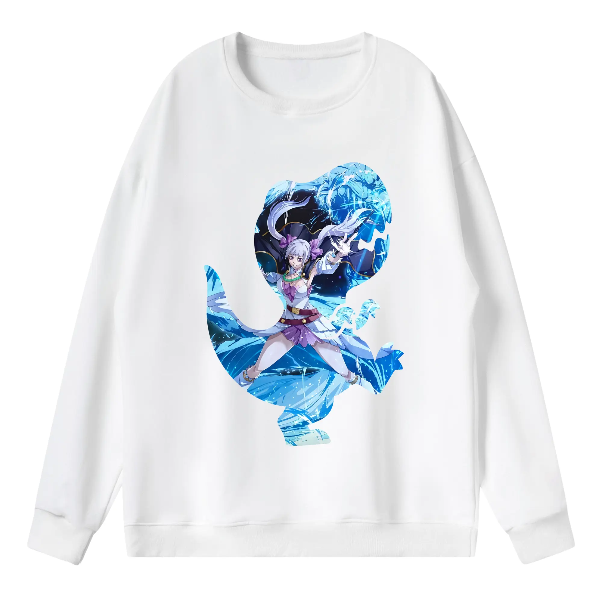 ブラッククローバー グッズ ノエル・シルヴァ - 薄手 クルーネック スウェット 裏毛260g · ポリエステル 春秋向け カジュアル 男女兼用 · トレーナー デイリー スポーツ 散歩に最適