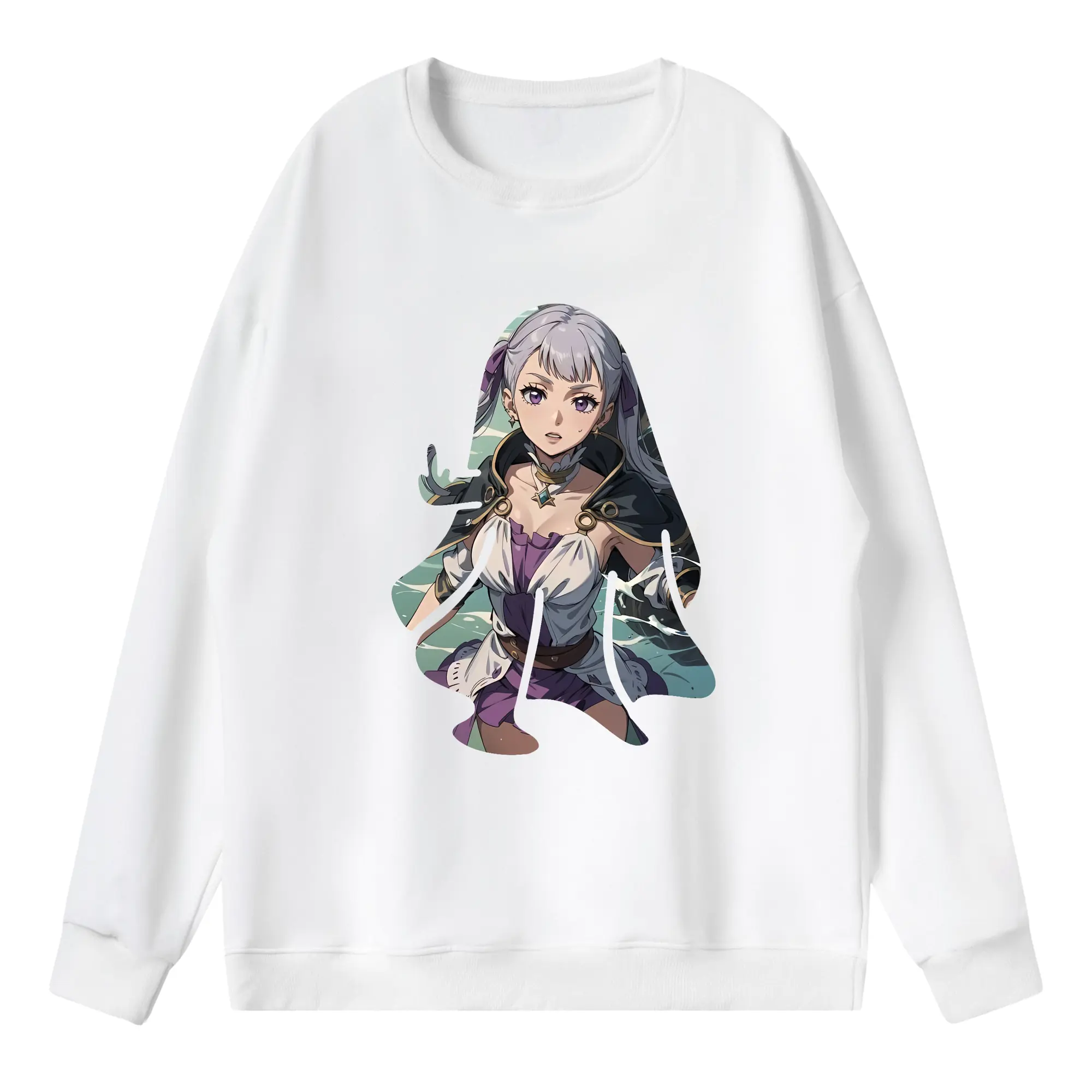 ブラッククローバー グッズ ノエル・シルヴァ - 薄手 クルーネック スウェット 裏毛260g · ポリエステル 春秋向け カジュアル 男女兼用 · トレーナー デイリー スポーツ 散歩に最適