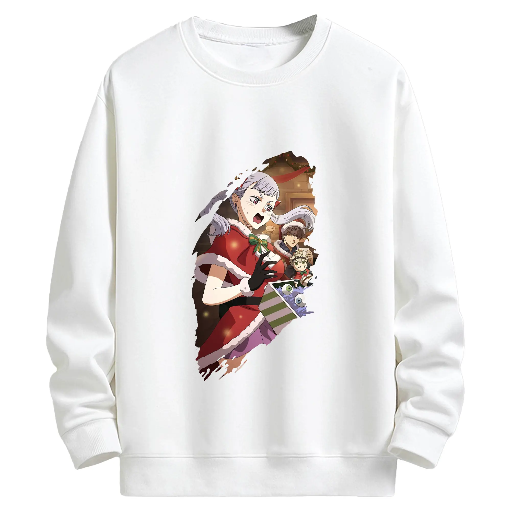 ブラッククローバー グッズ ノエル・シルヴァ - キッズ クルーネックスウェットシャツ ・ フロントプリント ・ 綿80％ ポリエステル20％ ・ 快適 通学 スポーツ 日常使い お散歩用