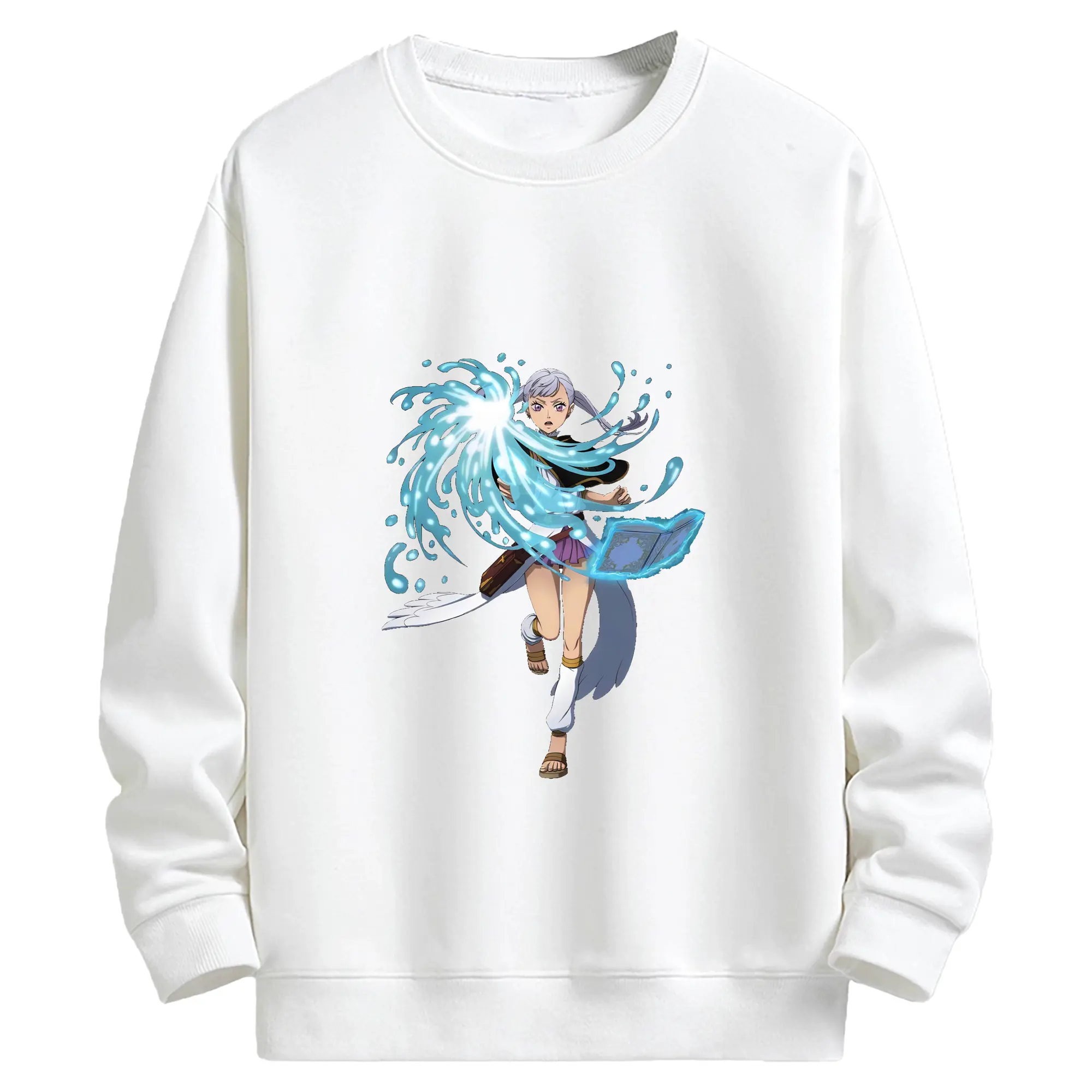 ブラッククローバー グッズ ノエル・シルヴァ - キッズ クルーネックスウェットシャツ ・ フロントプリント ・ 綿80％ ポリエステル20％ ・ 快適 通学 スポーツ 日常使い お散歩用