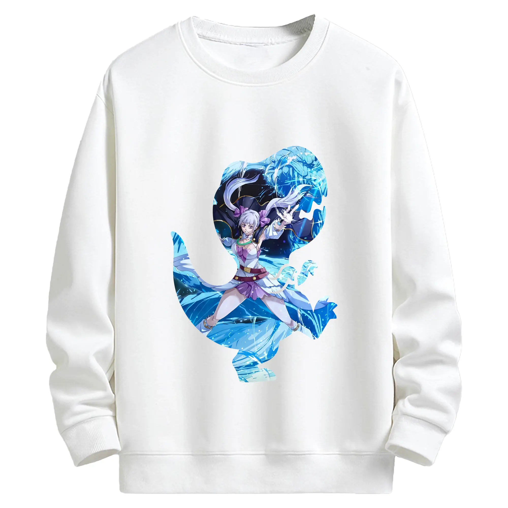 ブラッククローバー グッズ ノエル・シルヴァ - キッズ クルーネックスウェットシャツ ・ フロントプリント ・ 綿80％ ポリエステル20％ ・ 快適 通学 スポーツ 日常使い お散歩用