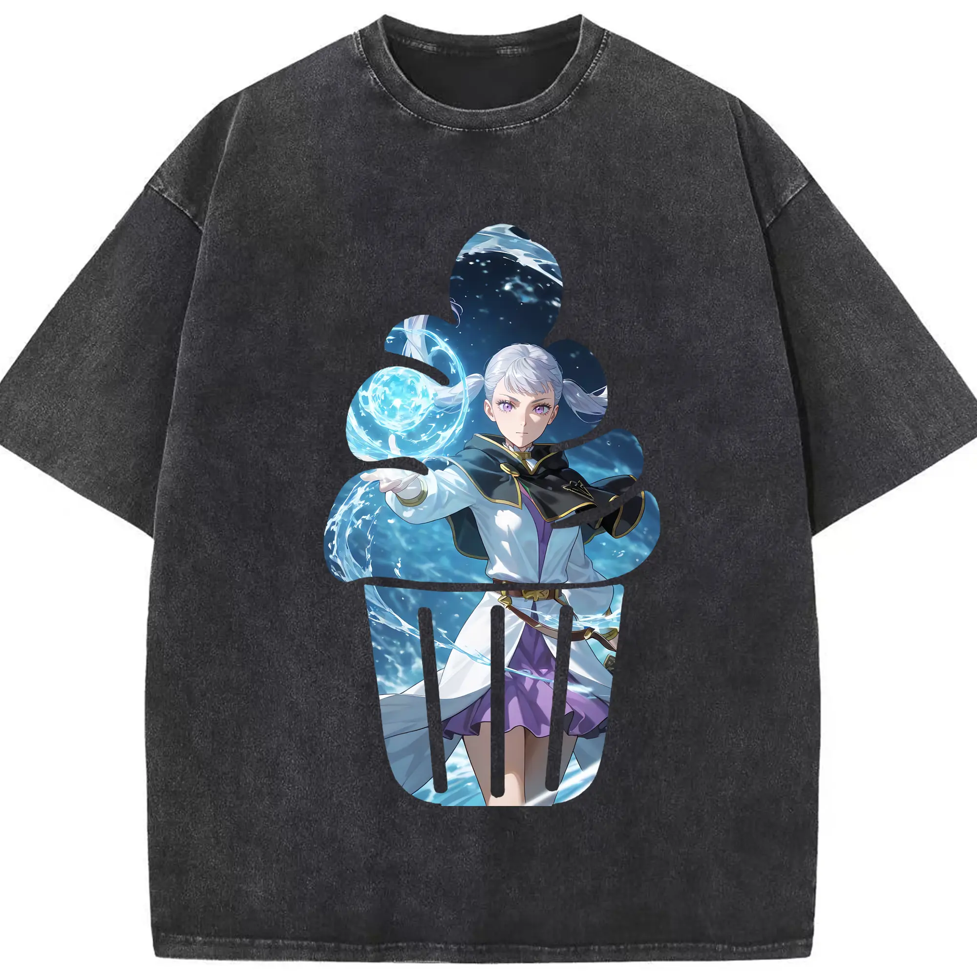 ブラッククローバー グッズ ノエル・シルヴァ - 綿100％ ヴィンテージ風 半袖Tシャツ ・ フロントプリント ・ 柔らか肌触り ・ 通気性 快適 ・ スポーツ カジュアル 外出用