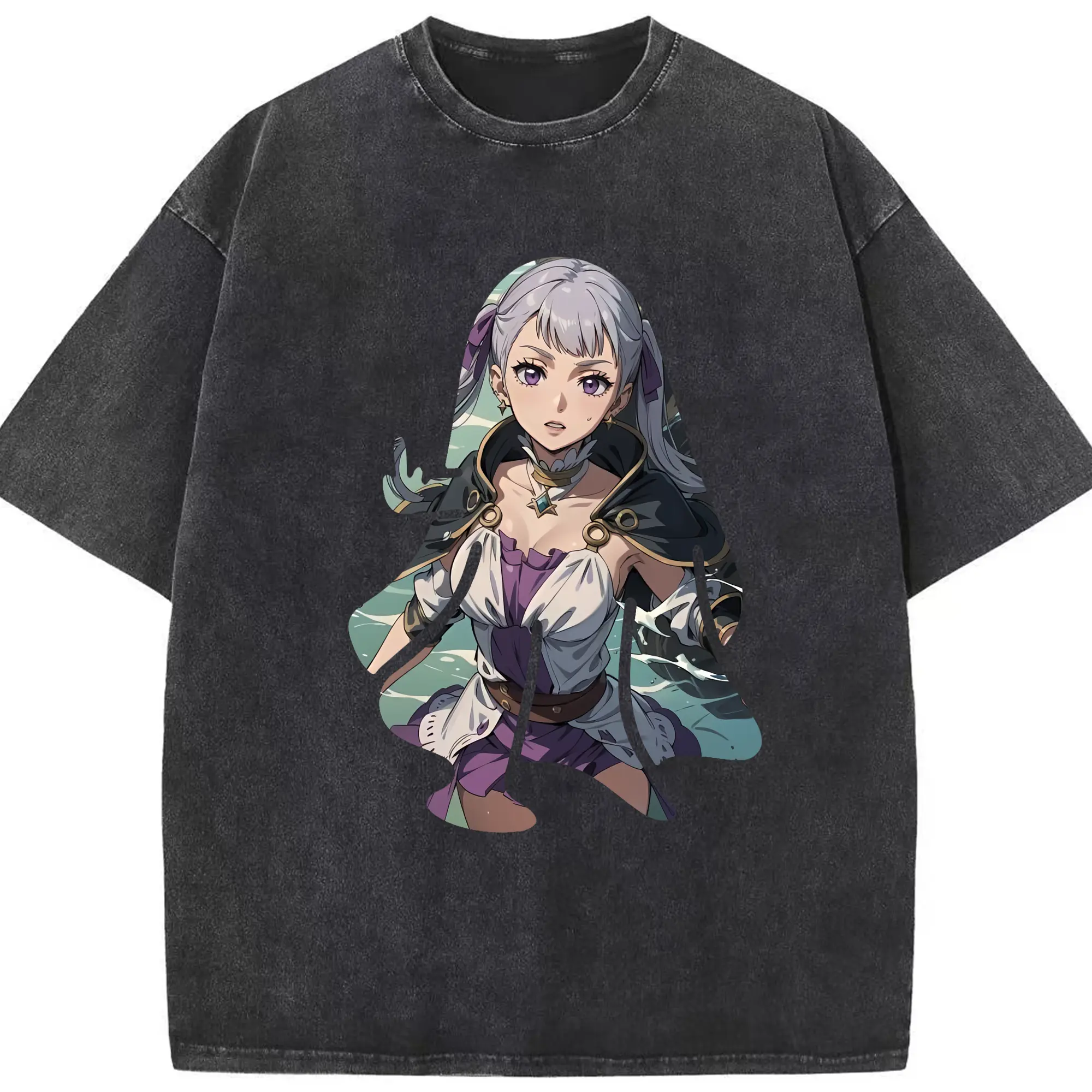 ブラッククローバー グッズ ノエル・シルヴァ - 綿100％ ヴィンテージ風 半袖Tシャツ ・ フロントプリント ・ 柔らか肌触り ・ 通気性 快適 ・ スポーツ カジュアル 外出用