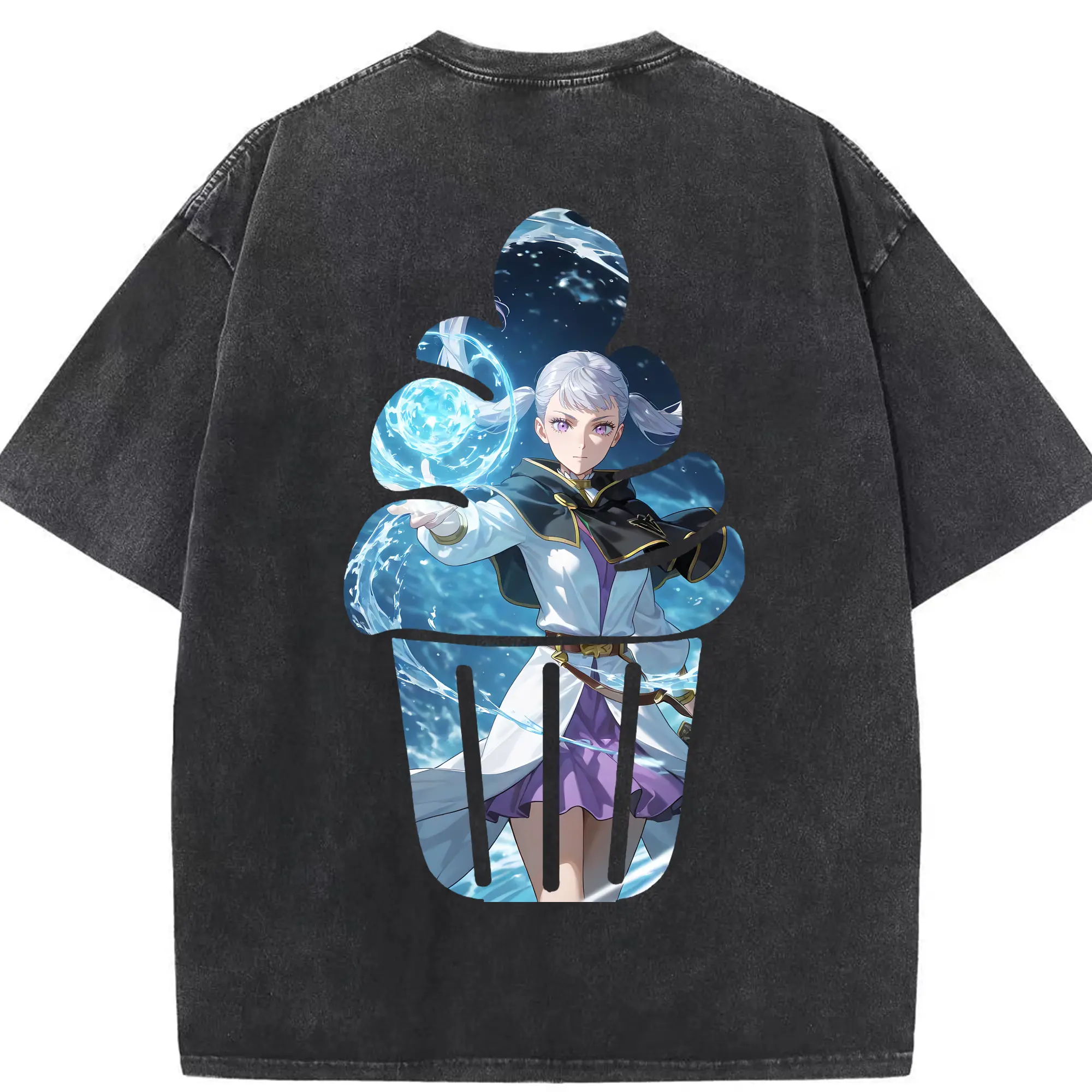 ブラッククローバー グッズ ノエル・シルヴァ - 綿100％ ヴィンテージ風 半袖Tシャツ ・ 背面プリント ・ 柔らか肌触り ・ 通気性 快適 ・ スポーツ カジュアル 外出用