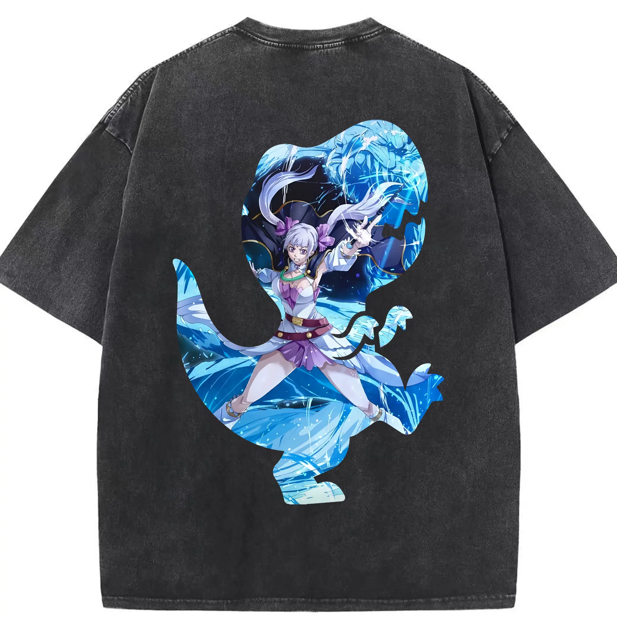 ブラッククローバー グッズ ノエル・シルヴァ - 綿100％ ヴィンテージ風 半袖Tシャツ ・ 背面プリント ・ 柔らか肌触り ・ 通気性 快適 ・ スポーツ カジュアル 外出用