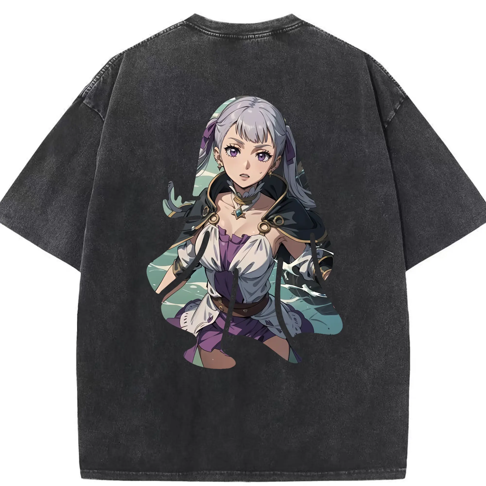 ブラッククローバー グッズ ノエル・シルヴァ - 綿100％ ヴィンテージ風 半袖Tシャツ ・ 背面プリント ・ 柔らか肌触り ・ 通気性 快適 ・ スポーツ カジュアル 外出用