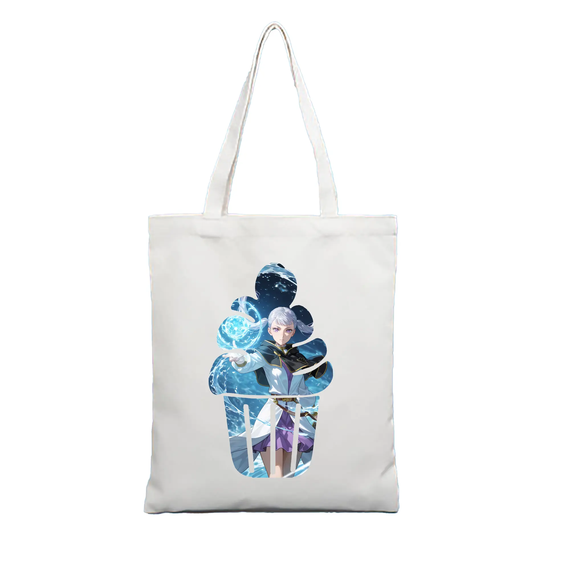 ブラッククローバー グッズ ノエル・シルヴァ - 縦型キャンバス手提げバッグ（トートバッグ） ・ キャンバス素材 ・ ショッピング用 ・ 軽量 丈夫 お手入れ簡単