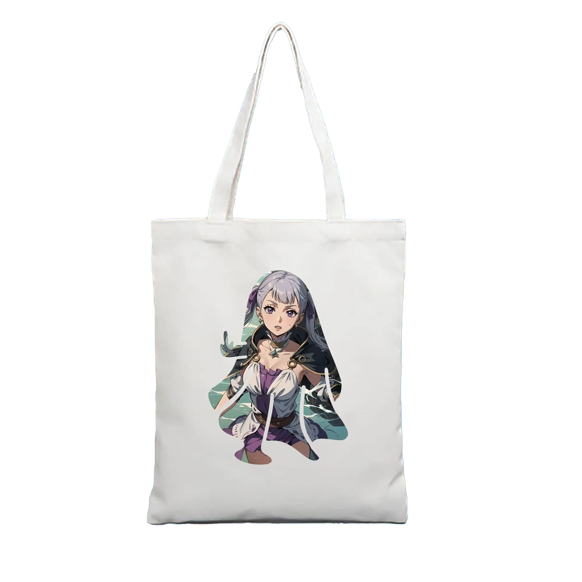 ブラッククローバー グッズ ノエル・シルヴァ - 縦型キャンバス手提げバッグ（トートバッグ） ・ キャンバス素材 ・ ショッピング用 ・ 軽量 丈夫 お手入れ簡単